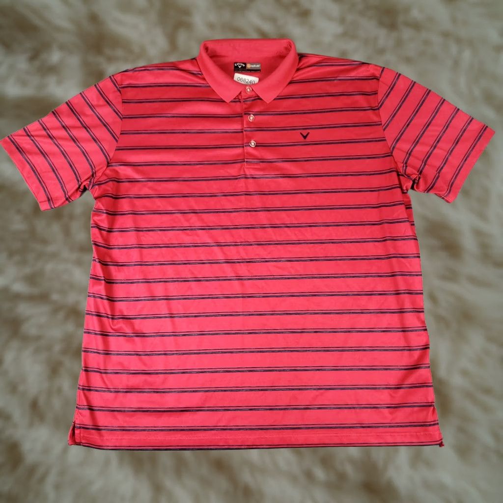 Callaway Callaway Polo Shirt Mens 2XL Pink Striped Opti Dri Fit Golf Short Sleeve Shirt Polo Mens 2XL Pink Striped Size US XXL / EU 58 / 5 - 1 Thumbnail