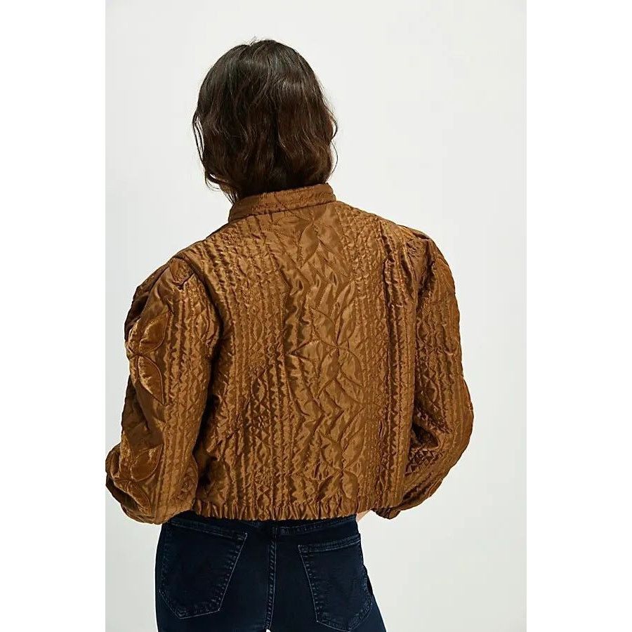 Free People NWT Quinn Quilted Jacket $198 X-LARGE Teal Combo Off-White Size L / US 10 / IT 46 - 3 Thumbnail