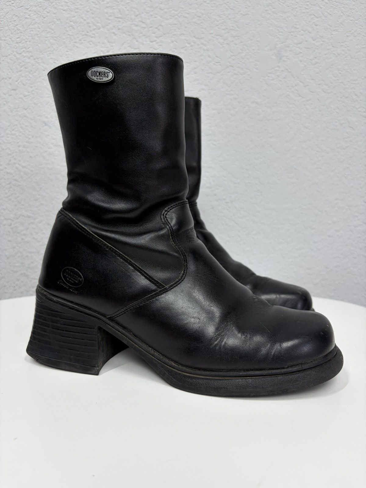 Hedi Slimane Vintage YSL Vibe Black Leather Heeled Biker Boots Grunge Y2K Size US 8 / EU 41 - 3 Thumbnail