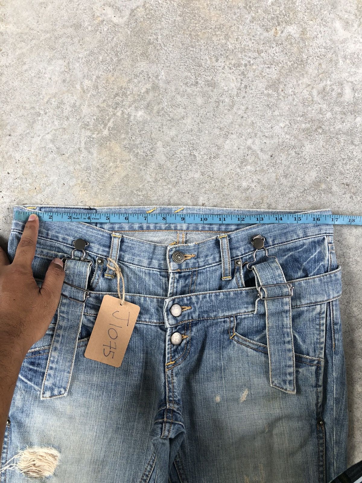 PPFM Japanese PPFM Double Waist Distressed Jeans Size US 33 - 22 Thumbnail