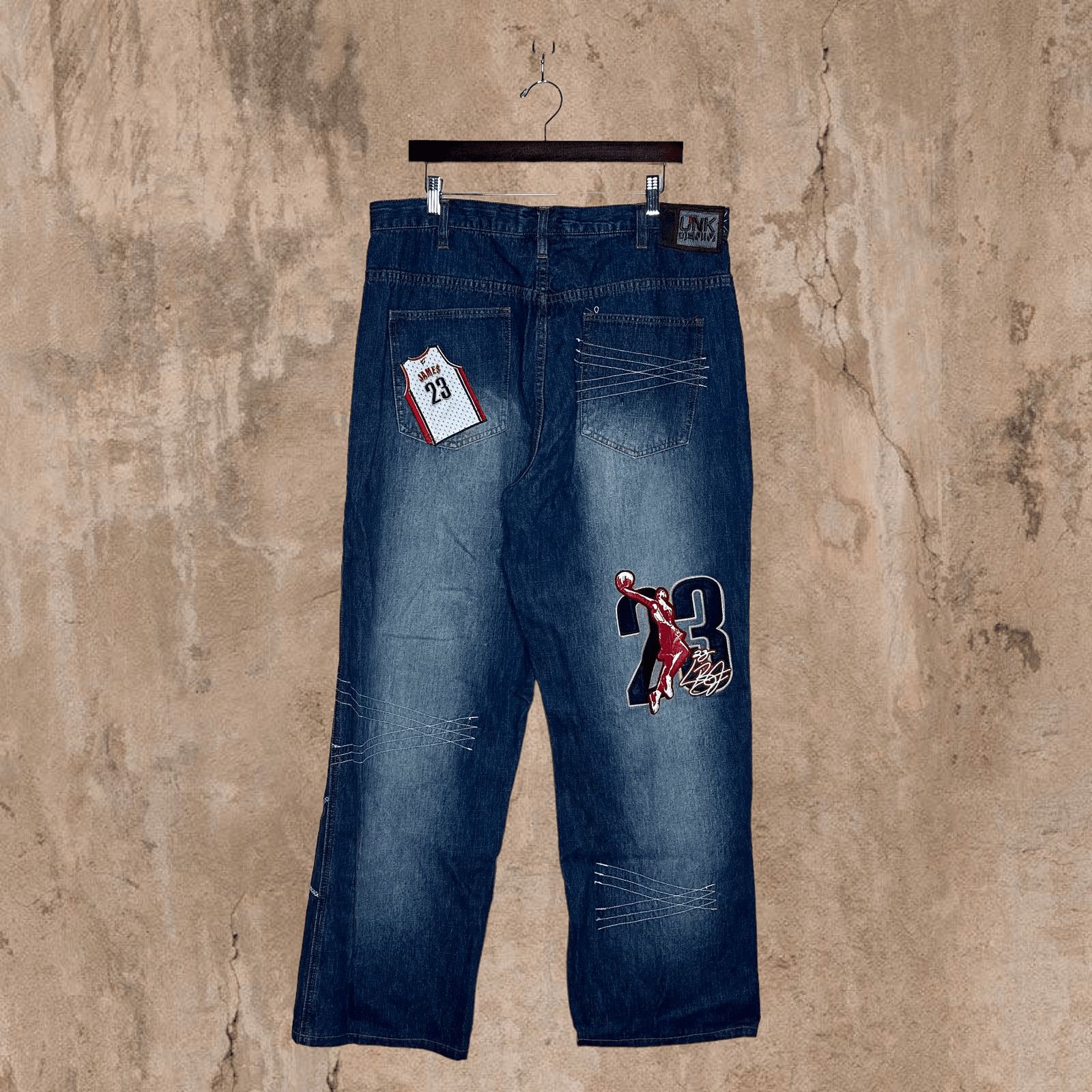 image of Crazy Vintage Y2K Lebron Skate Jeans Baggy Wide Leg in Blue, Men's (Size 36)