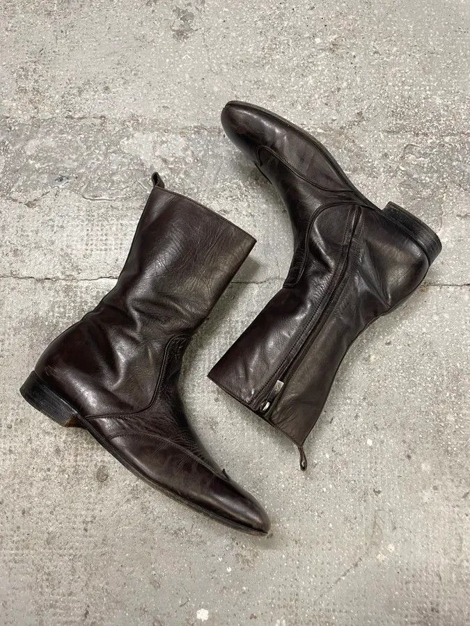 Saint Laurent Paris 1990s Yves Saint Laurent Rive Gauche Black Leather Ankle Boots Size US 7 / EU 40 - 5 Thumbnail