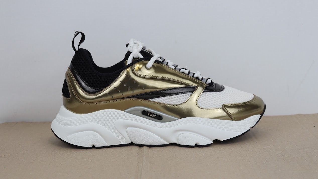 Dior o1rshd1 Q.2 / B22 Calfskin Mesh Sneakers in Golden/White Size US 12 / EU 45 - 5 Thumbnail