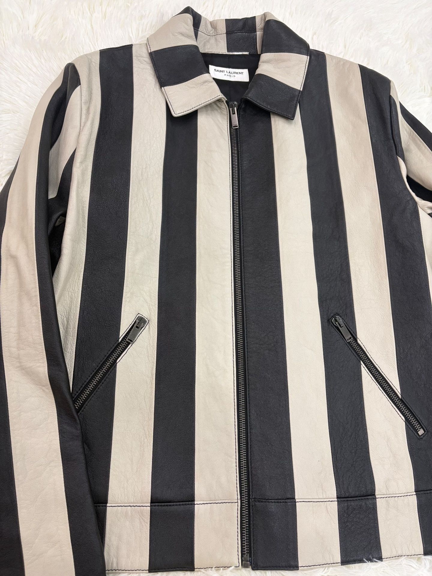 Saint Laurent Paris Saint Laurent SLP Lambskin Striped Jacket Size US M / EU 48-50 / 2 - 3 Thumbnail