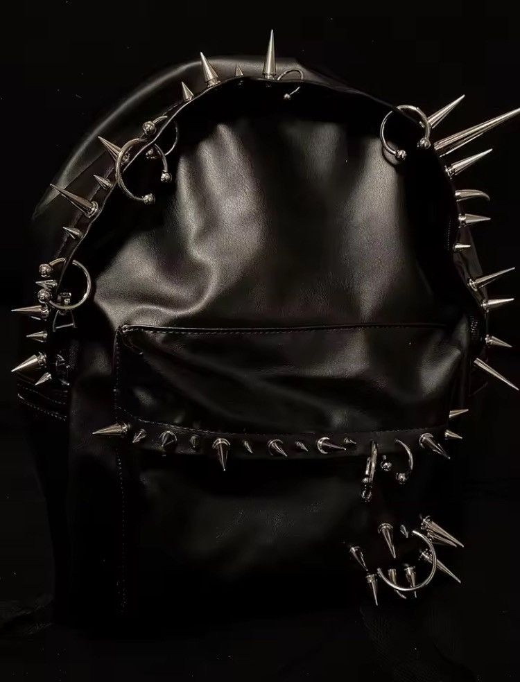 Other Punk Rivet Black Leather Backpack Large Unisex Bag Size ONE SIZE - 5 Thumbnail