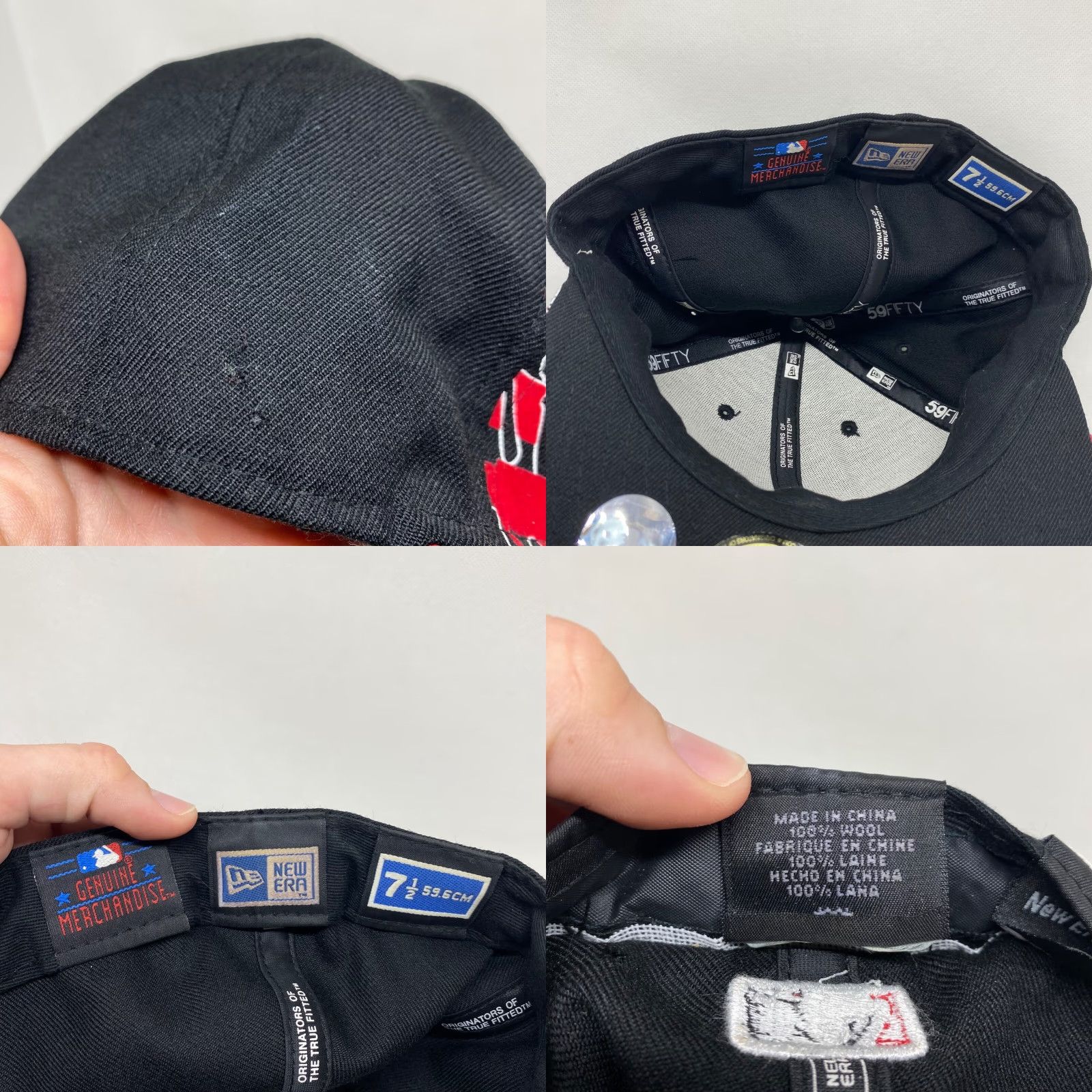 New Era New Era New York Yankees Hat Fitted 7 1/2 59Fifty Black Red Paint 100% Wool Size ONE SIZE - 8 Thumbnail