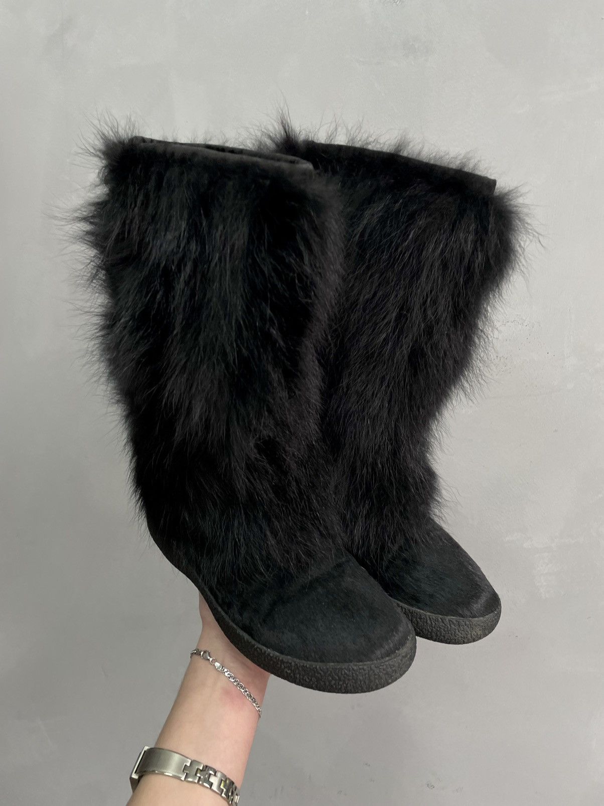 Japanese Brand Rare Real fur opium fuzzy gothic opium shoes rick owens vibe Size US 5 / EU 37 - 2 Thumbnail