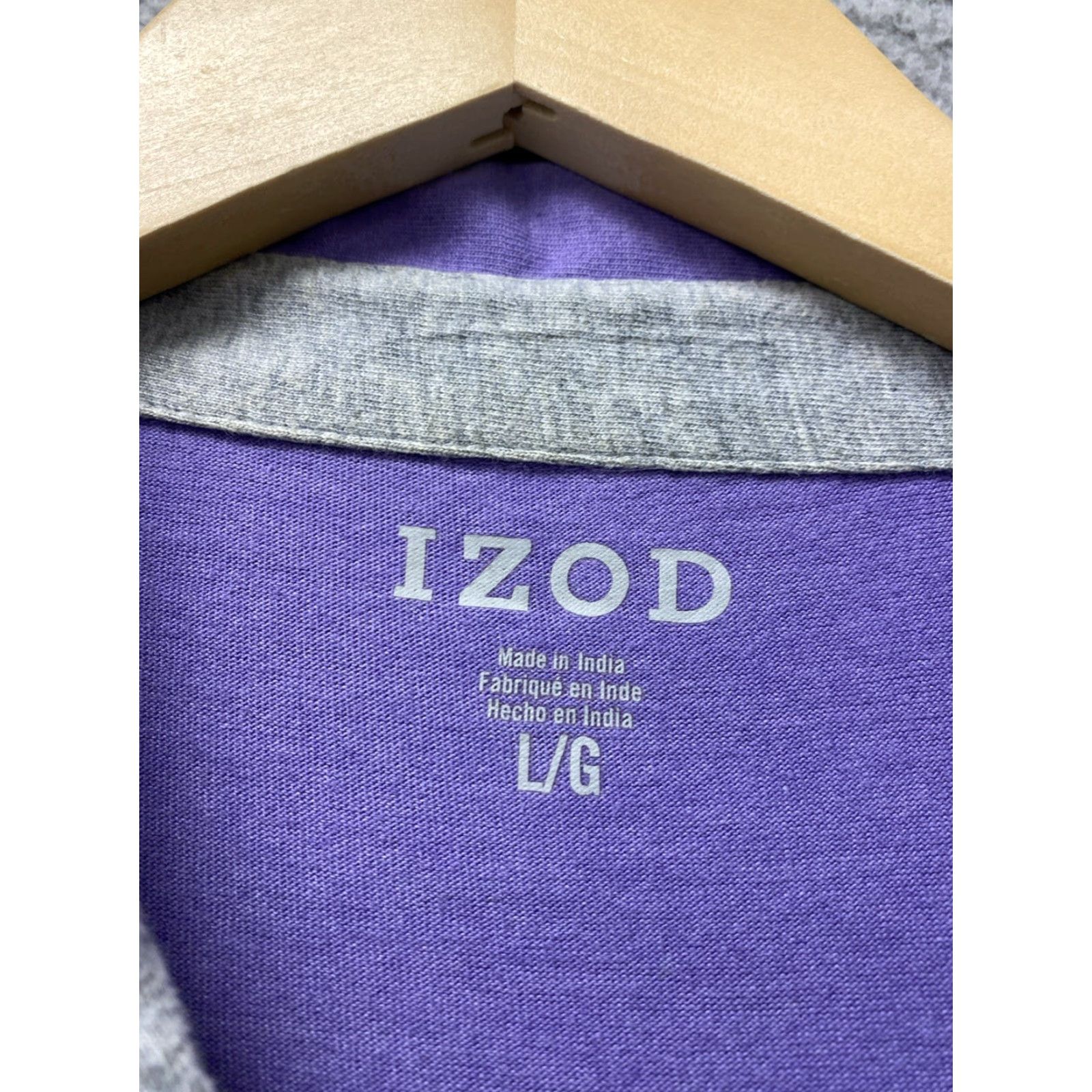 Izod VINTAGE Izod Men Polo Shirt Short Sleeve Crew Neck 100% Cotton Light Purple Mens Large Size US L / EU 52-54 / 3 - 3 Thumbnail