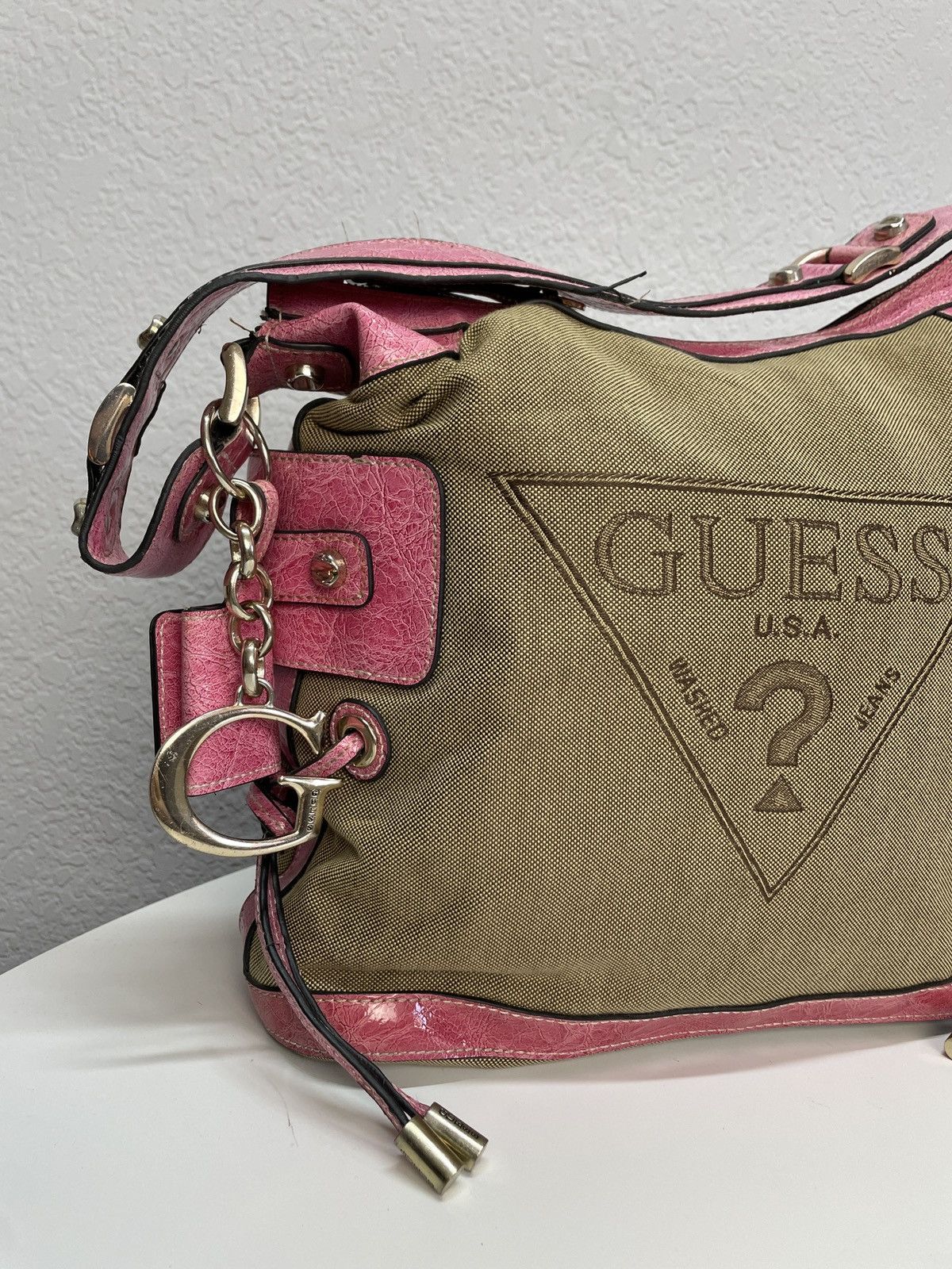 Guess Rare Y2K Vintage Guess Pink Baguette Shoulder Bag Denim Size ONE SIZE - 3 Thumbnail