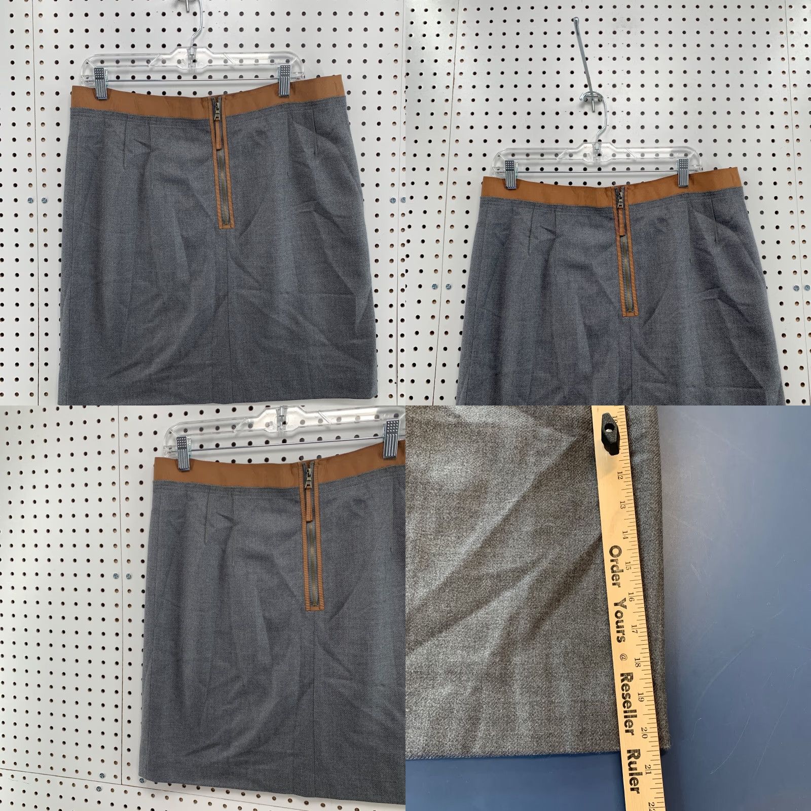 Loft VINTAGE LOFT Ann Taylor Skirt Women's 14 Gray Brown Trim Zipper NWT Size 36" / US 14 / IT 50 - 8 Thumbnail