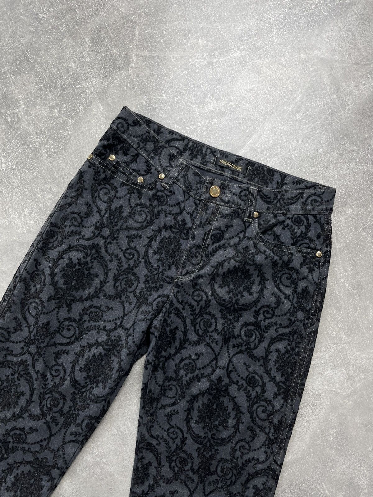 Just Cavalli Roberto Cavalli Archives Damask Baroque Pattern Pants 2000s Size 28" / US 6 / IT 42 - 8 Thumbnail