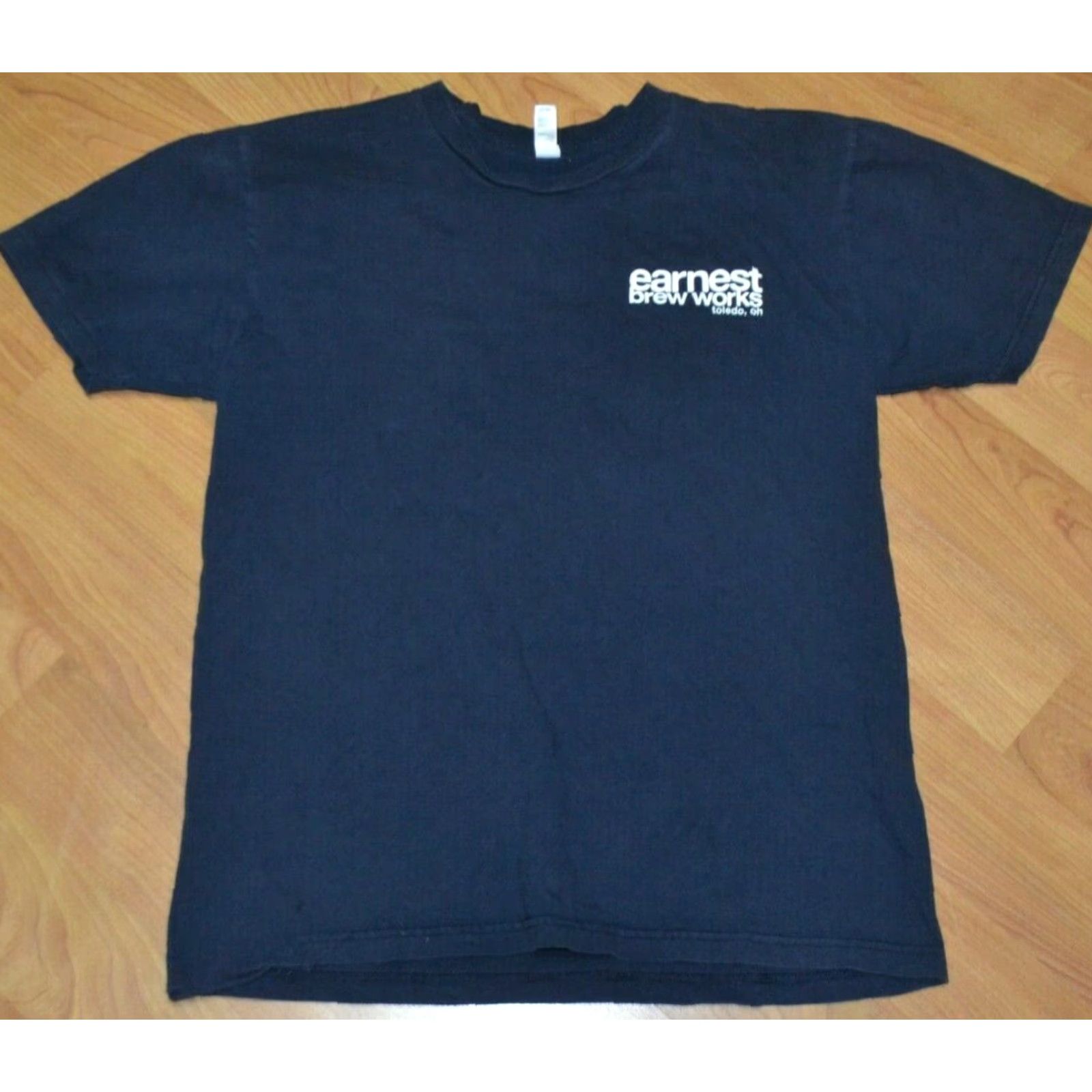 American Apparel Earnest Brew Works T-Shirt Regular Large Blue Beer Graphic Tee Mens Size US L / EU 52-54 / 3 - 2 Thumbnail