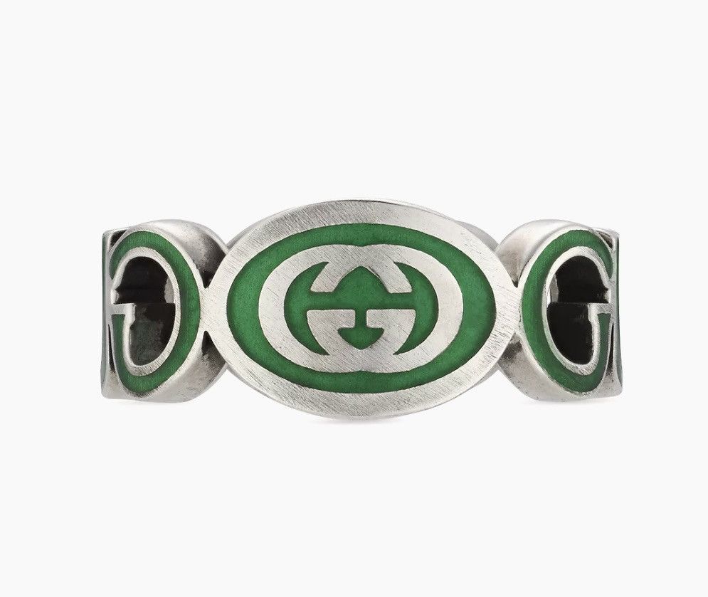 Gucci Gucci Unisex Sterling Silver Interlocking GG Logo Ring Size ONE SIZE - 2 Thumbnail