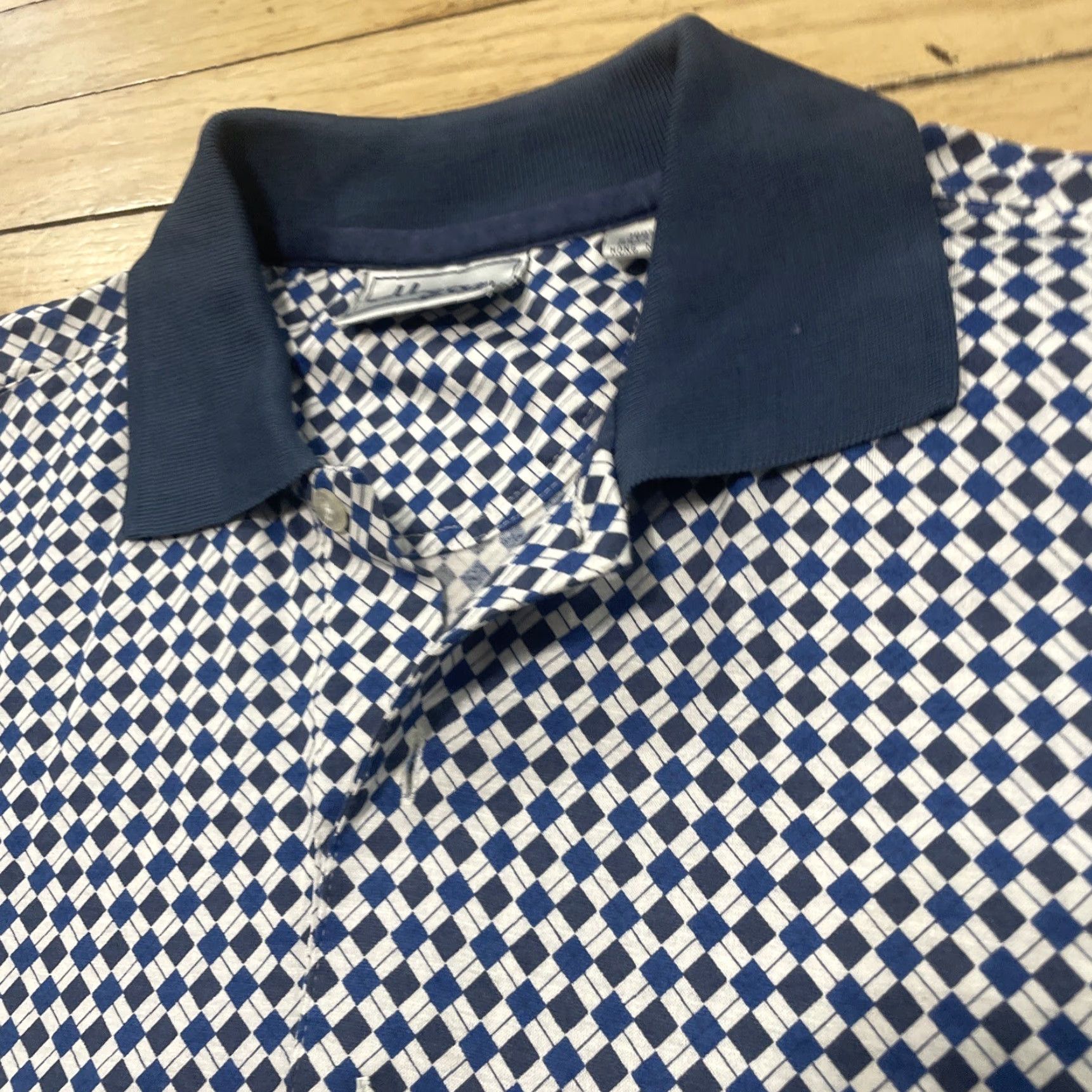 Hogan VINTAGE Hogan Polo Shirt Men M Blue Diamond Check Plaid Retro Preppy Golf Casual Shirt Size US M / EU 48-50 / 2 - 5 Thumbnail