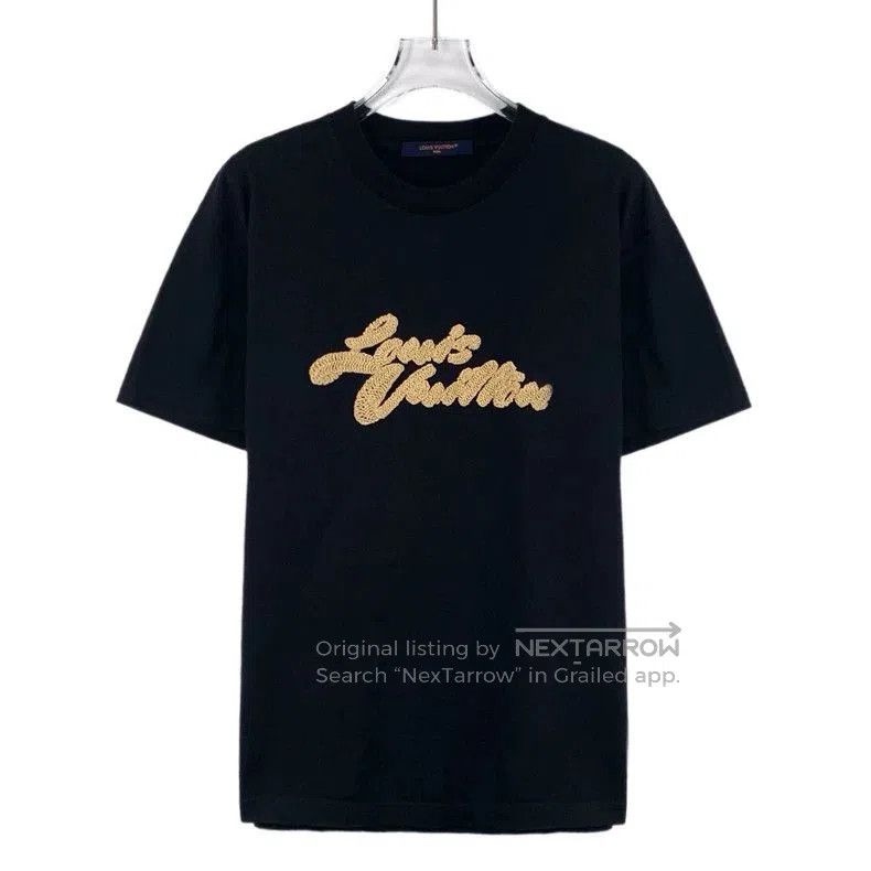 Louis Vuitton Louis Vuitton Black Logo Embroidered T. Size US S / EU 44-46 / 1 - 1 Thumbnail