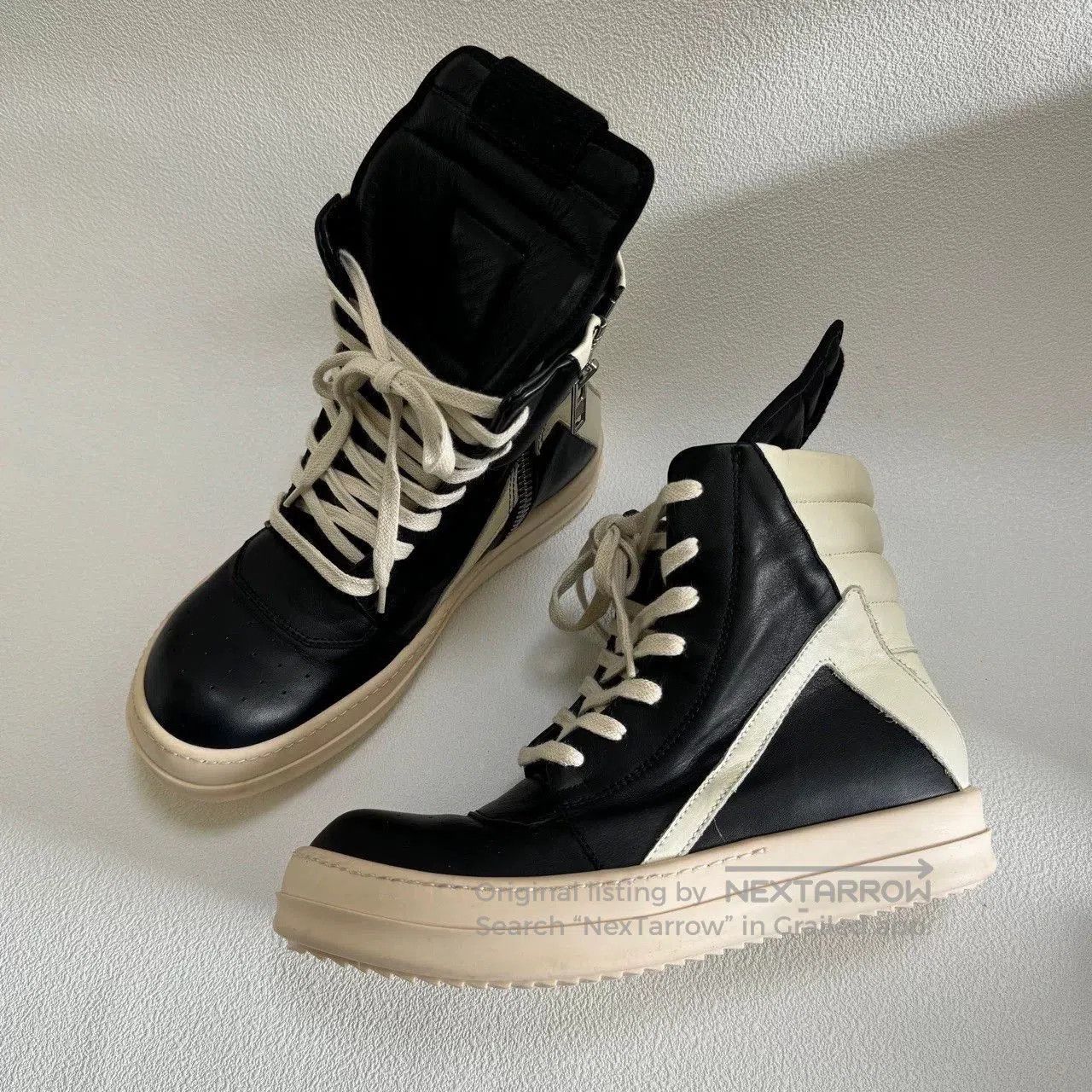 Rick Owens rick owens black and white leather sneakers. Size US 5 / EU 37 - 1 Thumbnail