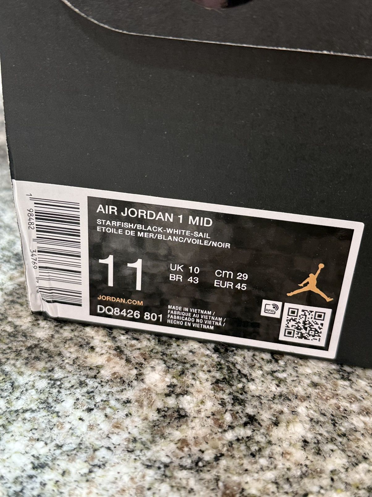 Jordan Brand Jordan 1 Mid Black Toe Starfish Size 11M/12.5W Size US 11 / EU 44 - 6 Thumbnail