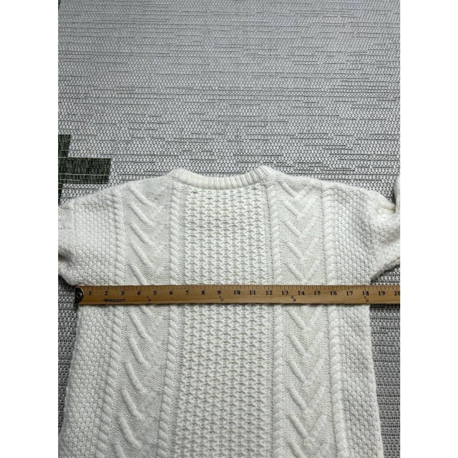 Madewell Madewell Cable Knit Oversized Sweater Womens XXS Beige Merino Wool Textural Cozy Pullover Size XXS / US 00 / IT 34 - 7 Thumbnail