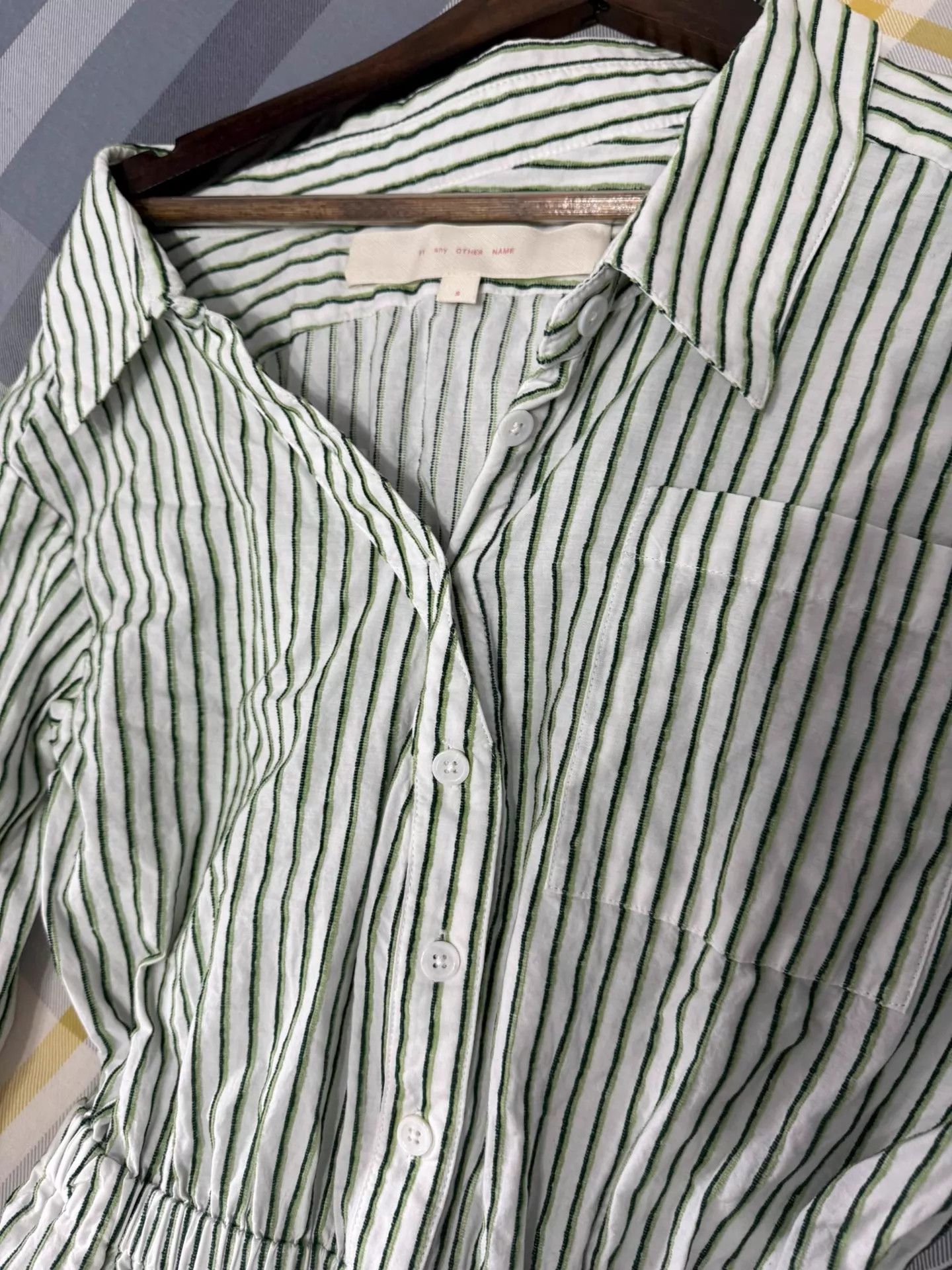 Other by any other off-shoulder green striped dress 9/10 Size S / US 4 / IT 40 - 4 Thumbnail