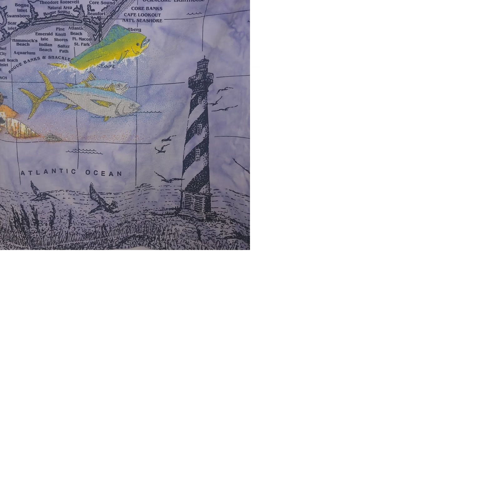 Vintage VINTAGE Blue Dolphin Designs Outer Banks Shirt Large Blue Ocean Map Tie Dye All Over Print T-Shirt Mens Size US L / EU 52-54 / 3 - 9 Thumbnail