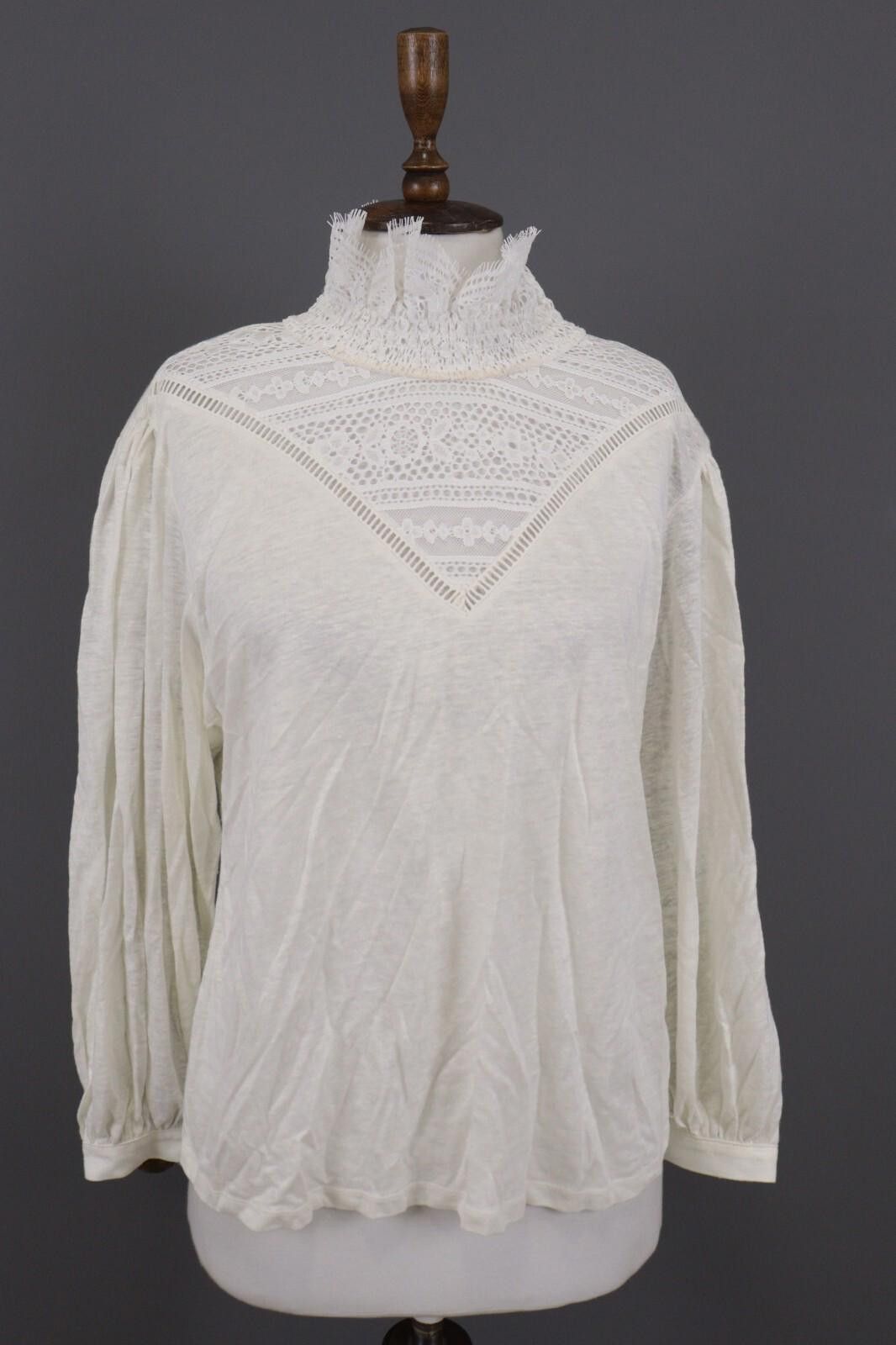 Designer Claudie Pierlot Teacher White Floral Blouse Shirt Size 3 Size M / US 6-8 / IT 42-44 - 1 Thumbnail