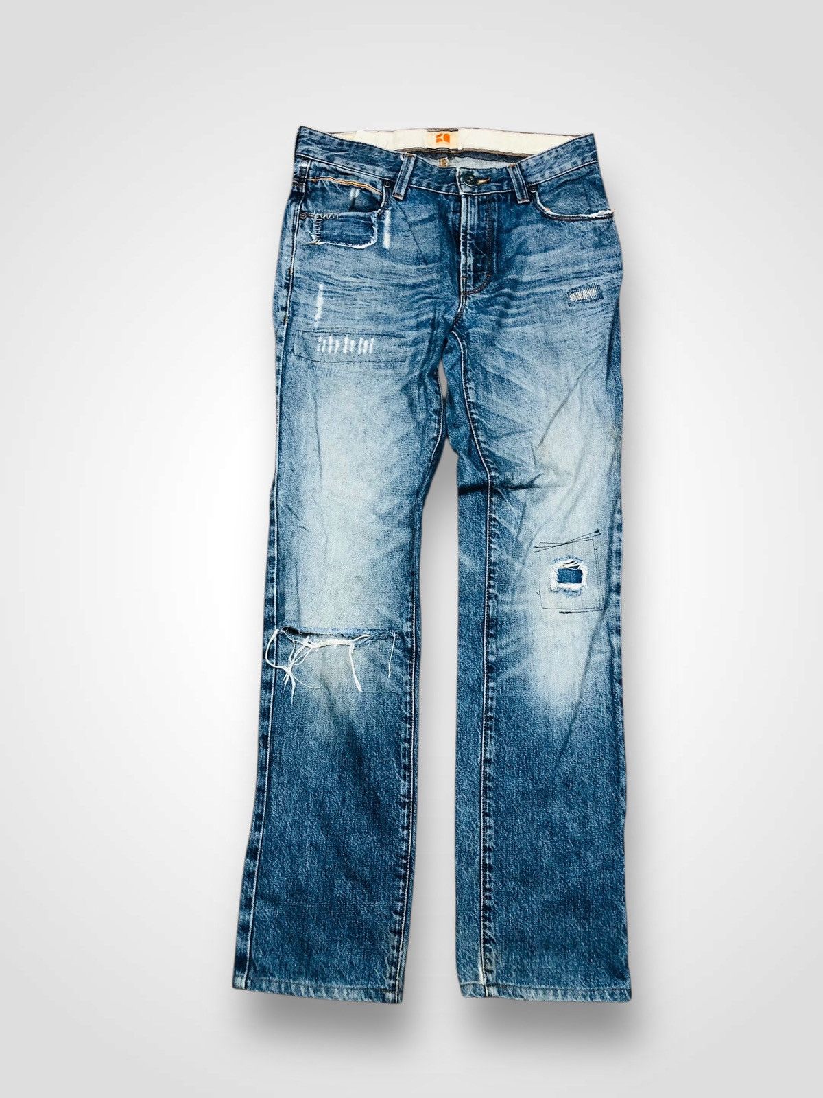 Japanese Brand Boss Orange Distressed Jeans (33) Size US 30 / EU 46 - 1 Thumbnail