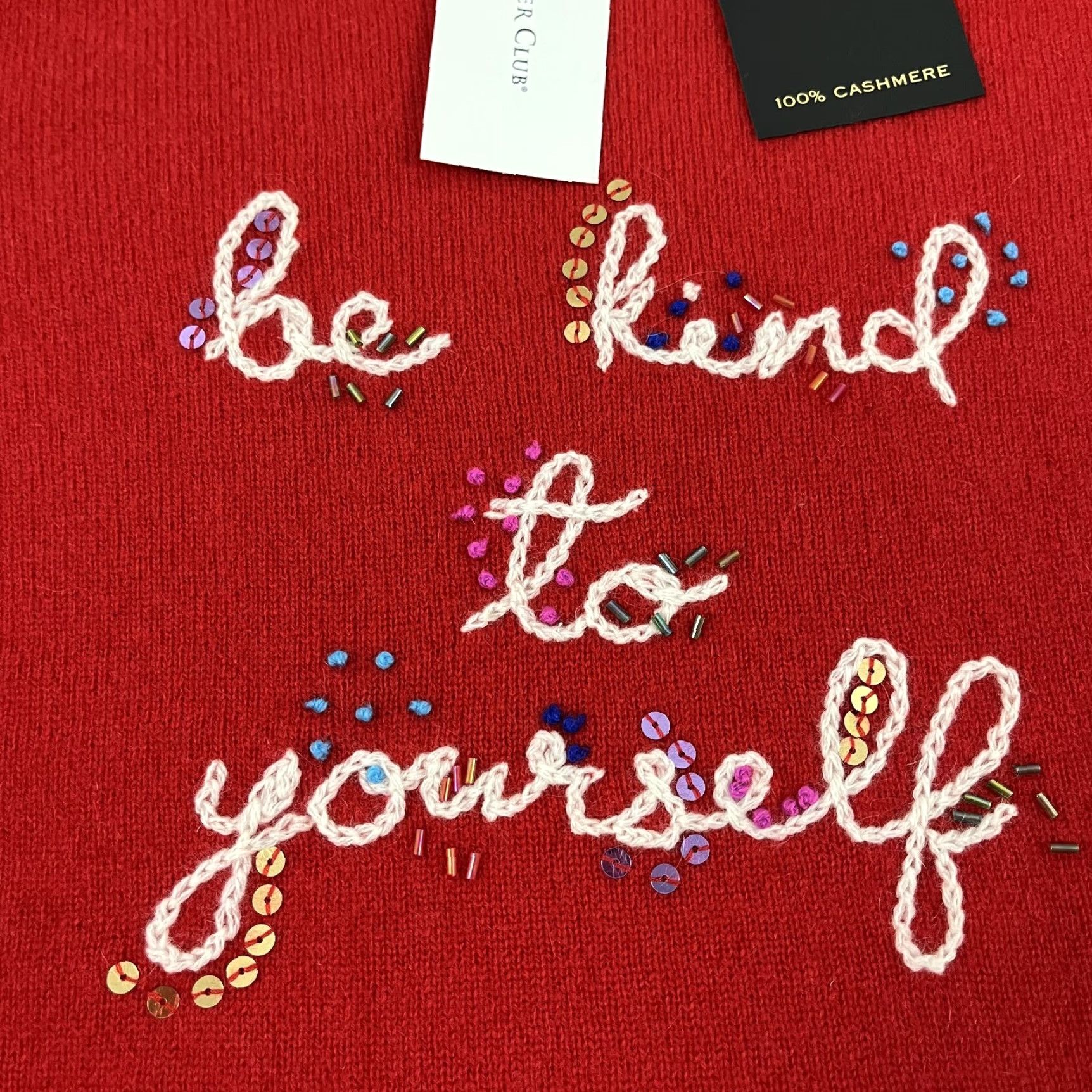 Charter Club CHARTER CLUB Sweater Womens XL Red 100% Cashmere Be Kind Jolly Holiday Luxury Size XL / US 12-14 / IT 48-50 - 2 Thumbnail