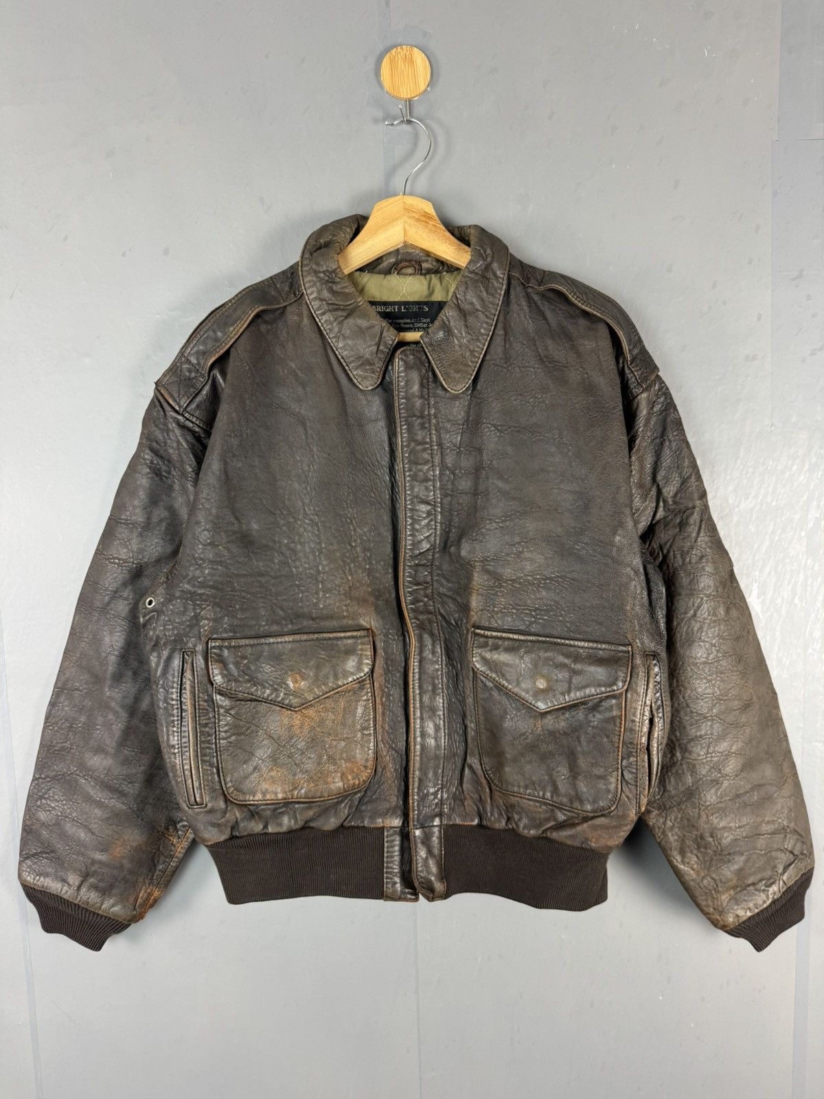 Leather VINTAGE BRIGHT LIGHTS DISTRESSED LEATHER JACKET Size US L / EU 52-54 / 3 - 1 Thumbnail