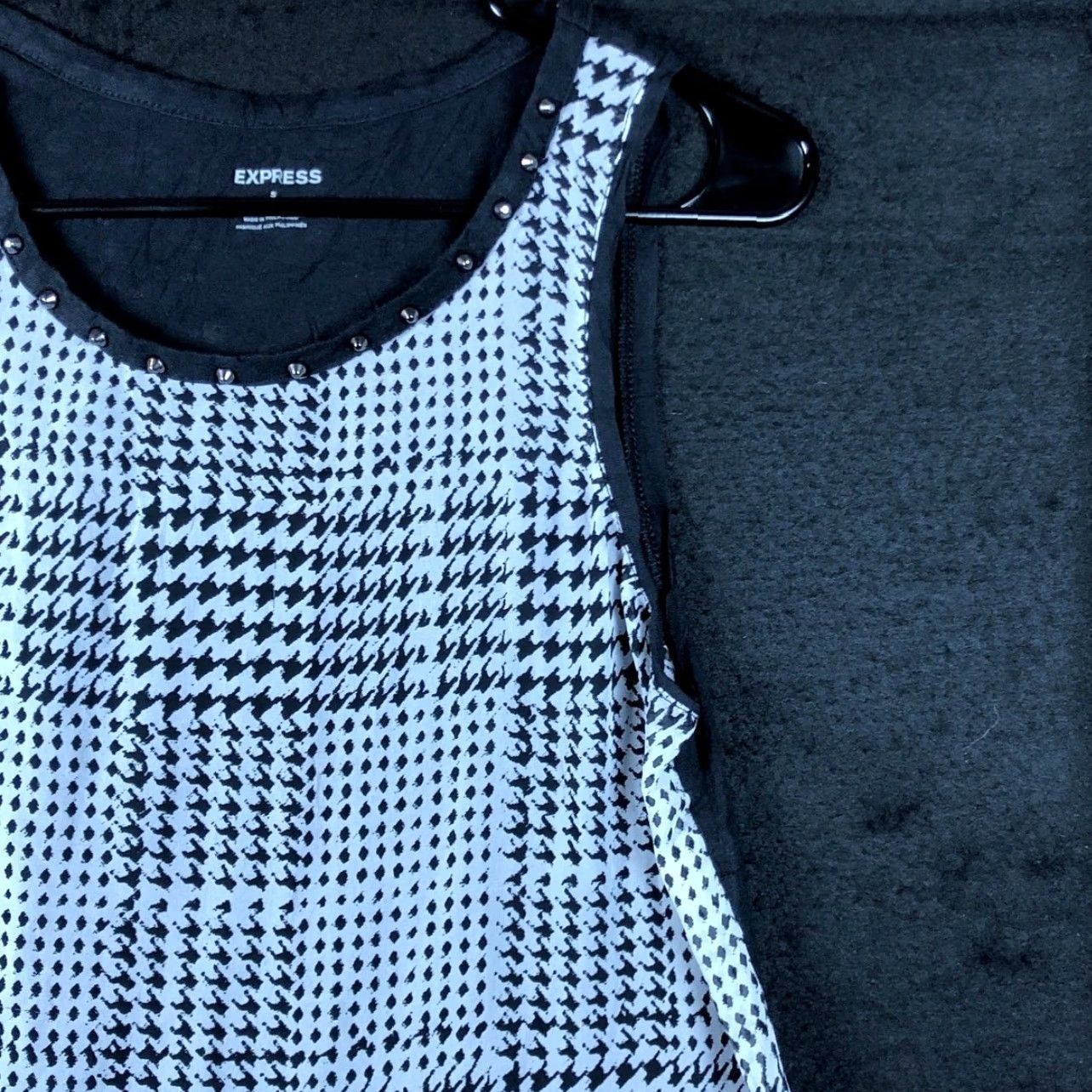 Express Express Womens Tank White Black Pattern Scoop Neck Sheer Small Size S / US 4 / IT 40 - 5 Thumbnail