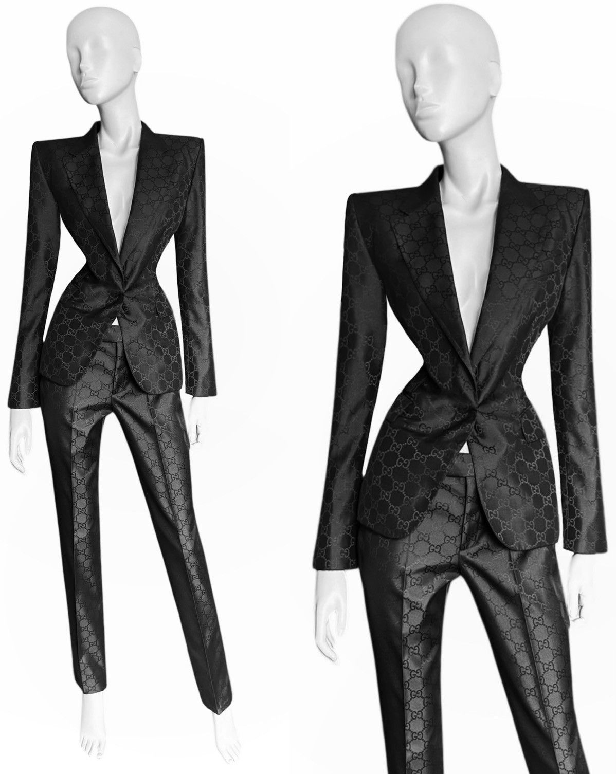 Gucci Gucci by Tom Ford S/S 1998 Runway Monogram Silk Suit Size M / US 6-8 / IT 42-44 - 2 Thumbnail