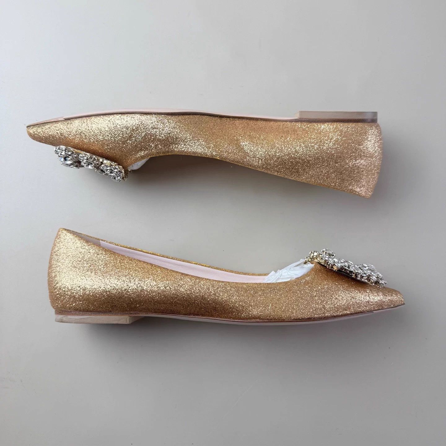 Roger Vivier Rose Gold Crystal Slingback Pumps 35