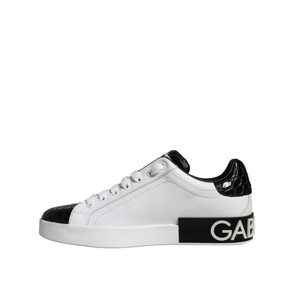 Dolce & Gabbana Dolce & Gabbana Black Leather Logo Portofino Sneaker Shoes Size US 6 / EU 39 - 5 Thumbnail