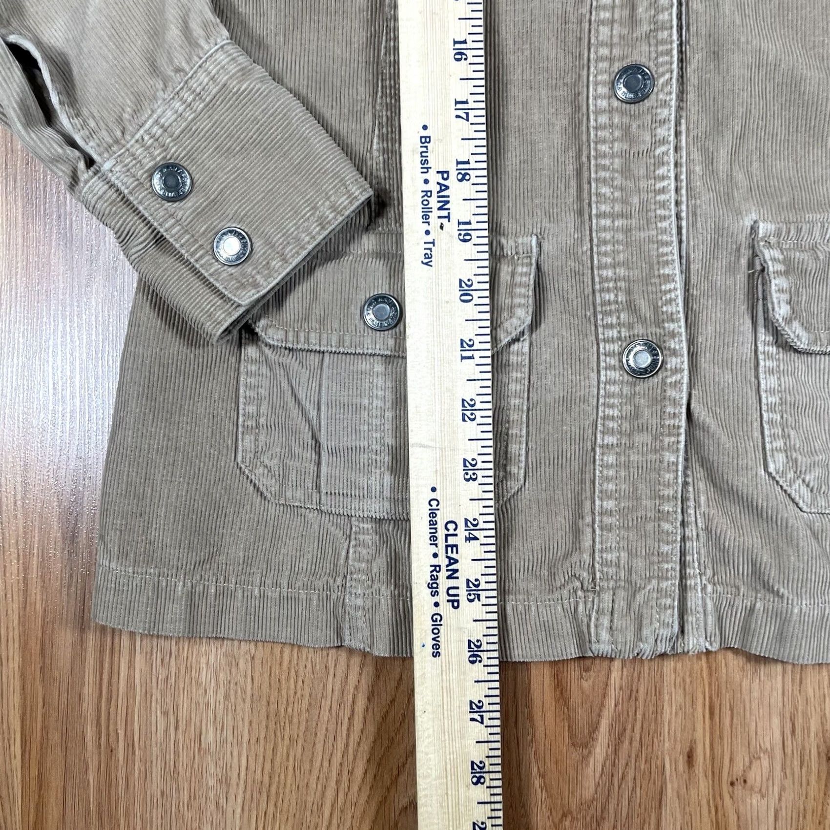 Old Navy VINTAGE Old Navy Jacket Coat Womens S Small Beige Corduroy Pearl Snap Button 100% Cotton Size S / US 4 / IT 40 - 4 Thumbnail