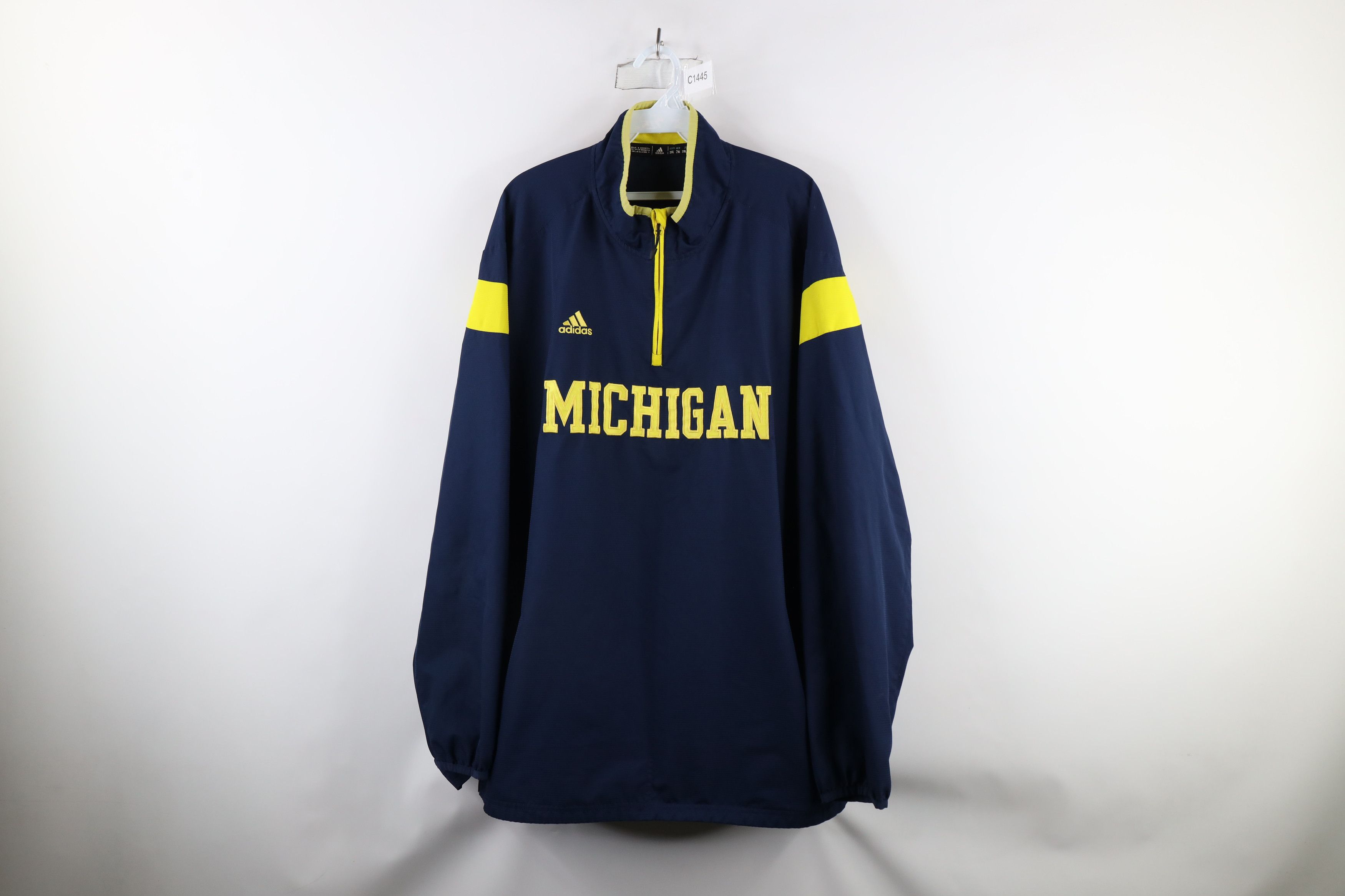 Adidas × Vintage Adidas University of Michigan Football Half Zip Jacket Blue Size US XXL / EU 58 / 5 - 1 Thumbnail