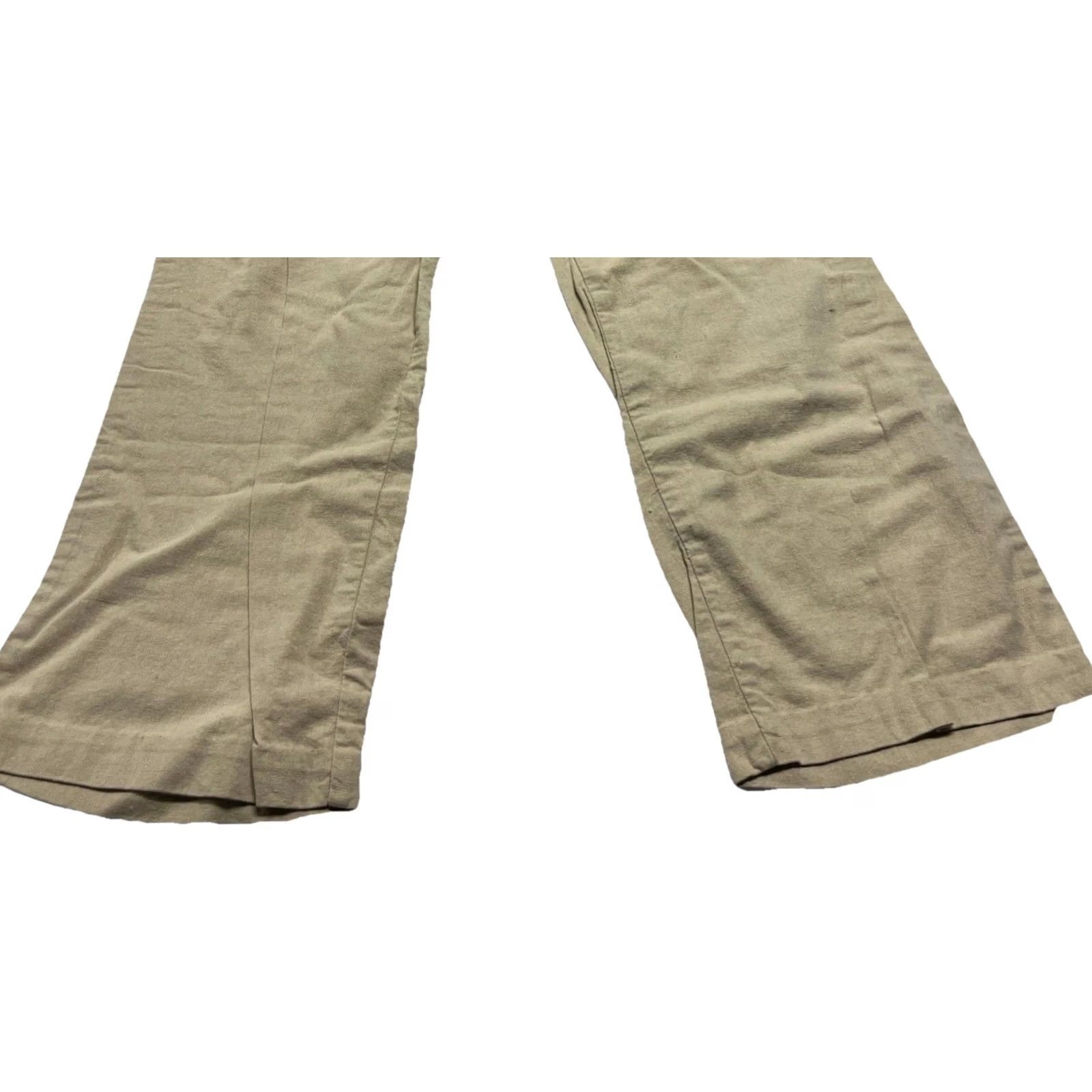 Vintage Cato Linen Blend Wide Leg Pants Womens 14 Khaki Beige Lightweight Knit Flat Front Button Regular Inseam 26 in Wide-Leg Clothing Size 36" / US 14 / IT 50 - 3 Thumbnail