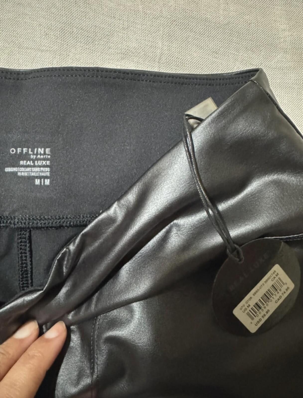 Other OFFLINE By Aerie Real Luxe Faux Leather Leggings Black Med Size 32" / US 10 / IT 46 - 4 Thumbnail