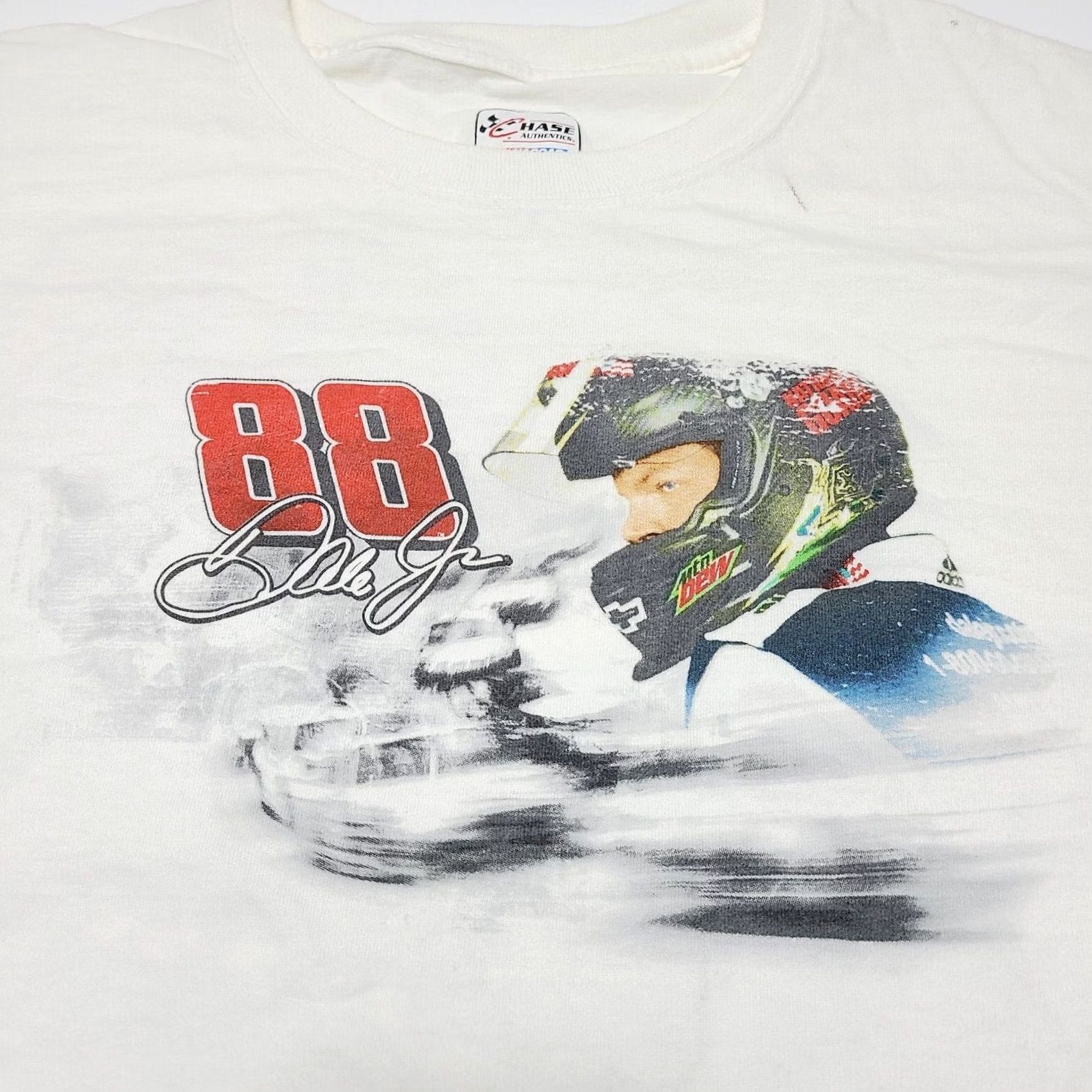 Chase Authentics Dale Earnhardt Jr Nascar Mountain Dew Racing Tee Shirt Men’s XL White Crew Neck Short Sleeve T-Shirt Regular Vintage No? Size US XL / EU 56 / 4 - 4 Thumbnail