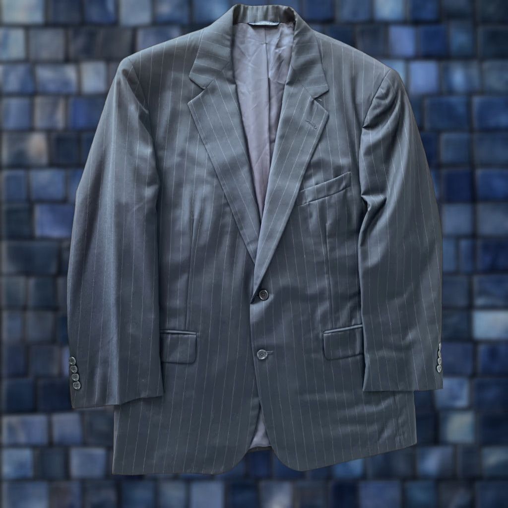 Brooks Brothers Brooks Brothers Blazer Black 42R Wool Pinstripe Notch Lapel Two-Button Single-Breasted Slim Regular Mens Jacket Suit Size 42R - 1 Thumbnail