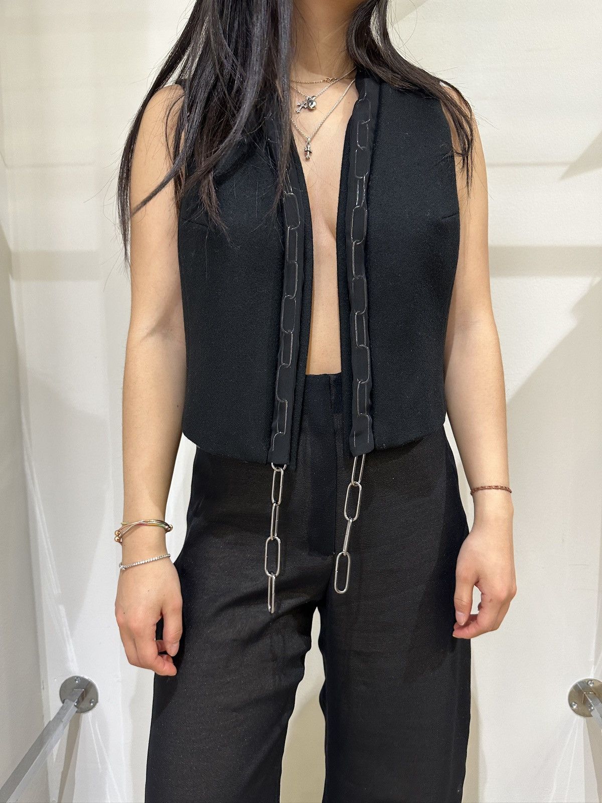 image of 1990S Dirk Bikkembergs Metal Chain Vest in Black, Women's (Size Medium)