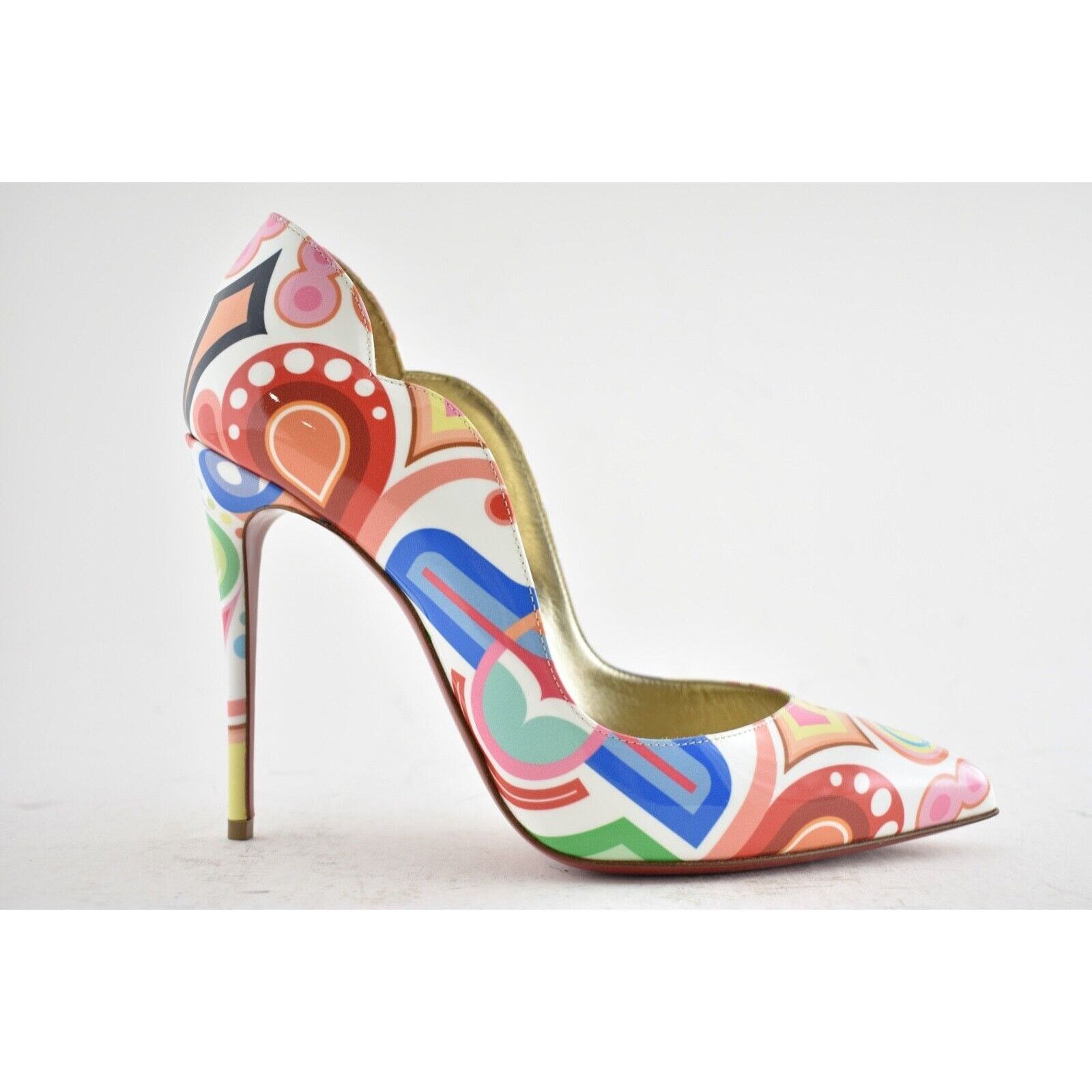 Christian Louboutin Hot Chick 100 Patent Tivoli Platine Gold Red Heel Pump 36.5 Size US 6.5 / IT 36.5 - 2 Thumbnail