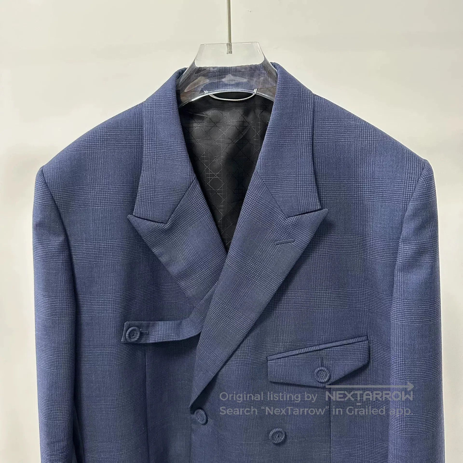 Dior Dior Navy Plaid Double-Breasted Peak Lapel Suit. Size US M / EU 48-50 / 2 - 2 Thumbnail