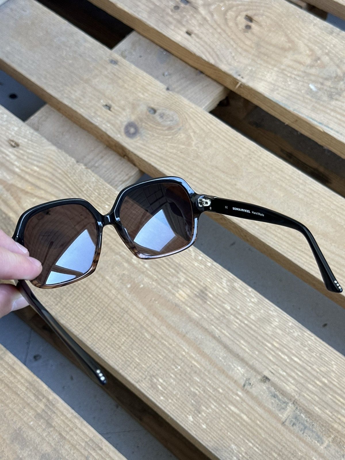 Handmade × Sonia Rykiel × Vintage Sonia Rykiel Hand Made Black-Brown Women’s Sunglasses Size ONE SIZE - 4 Thumbnail