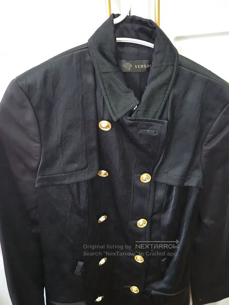 Versace Versace Black double-breasted coat Size US XXS / EU 40 - 2 Thumbnail