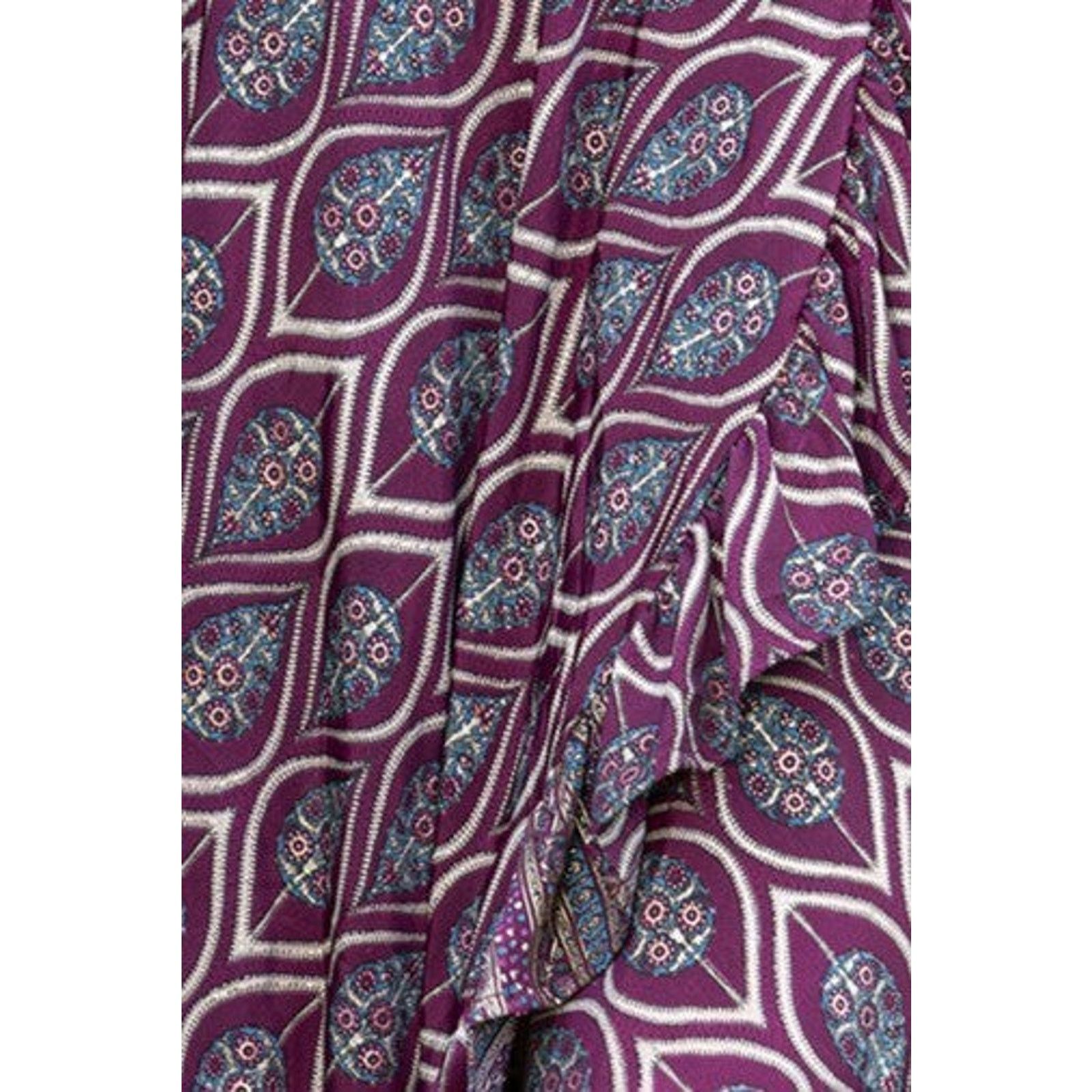 Other Cienna NOEL Wrap Wine With Gold Leaf Print Ruffle Beautiful Size S / US 4 / IT 40 - 5 Thumbnail