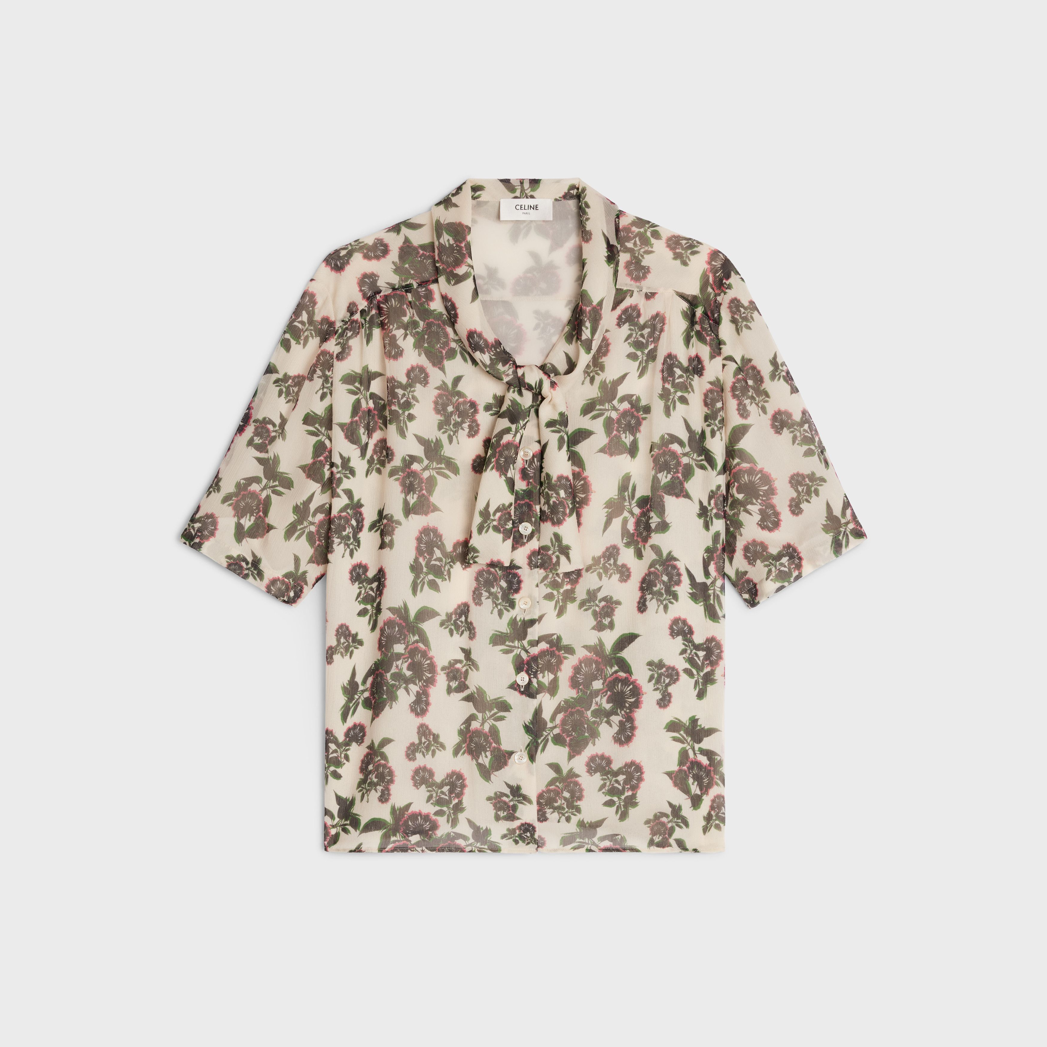 Celine o1w1db11124 Silk Crepon Bow Blouse in Multicolor Size M / US 6-8 / IT 42-44 - 1 Thumbnail