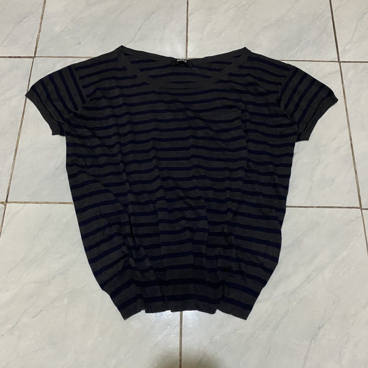 Zucca Zucca by Issey Miyake Pocket Stripe Pleated Knit Tee Size M / US 6-8 / IT 42-44 - 6 Thumbnail