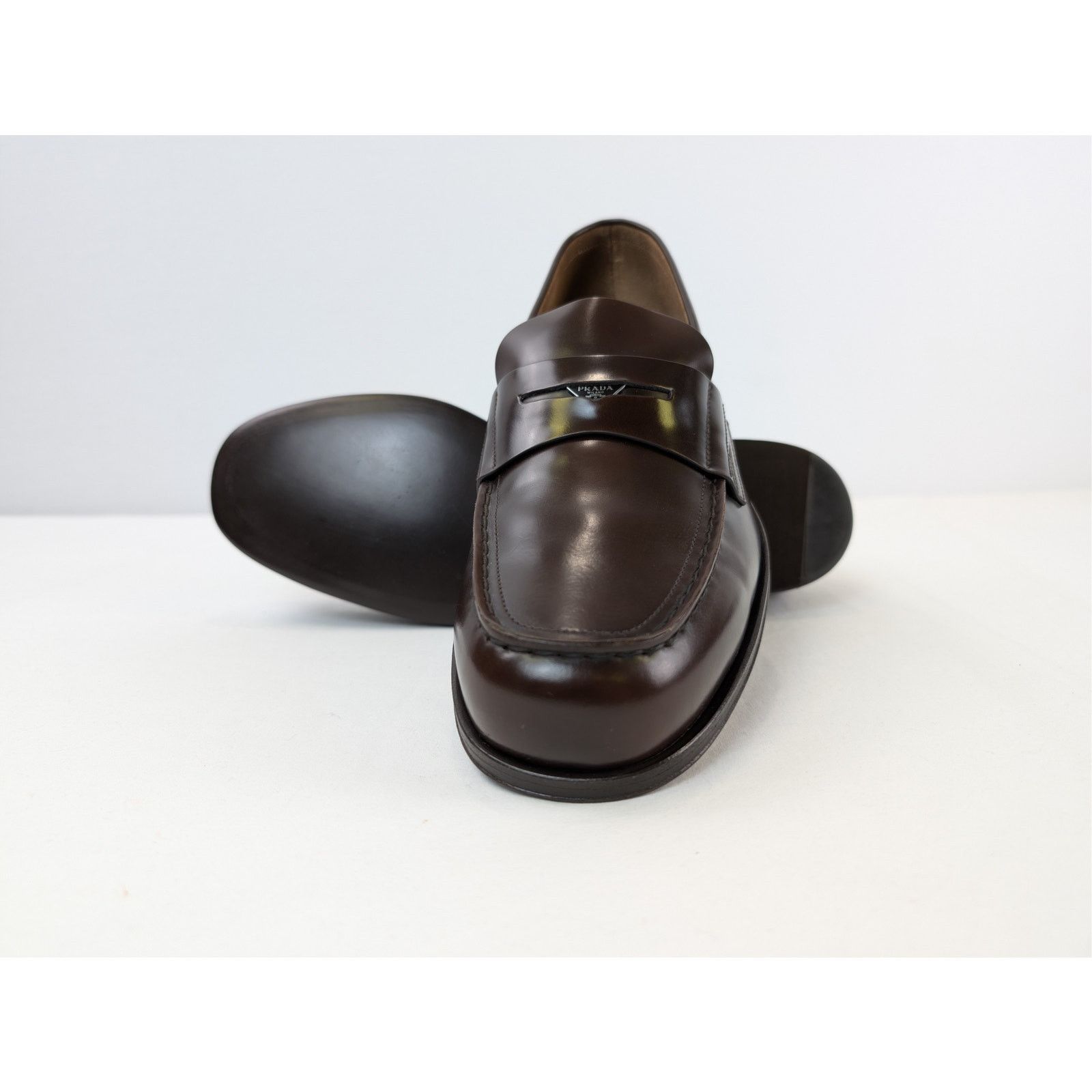 Prada o1rshd1 Brushed Leather Loafers Boots in Bruciato Size US 11.5 / EU 44-45 - 13 Thumbnail