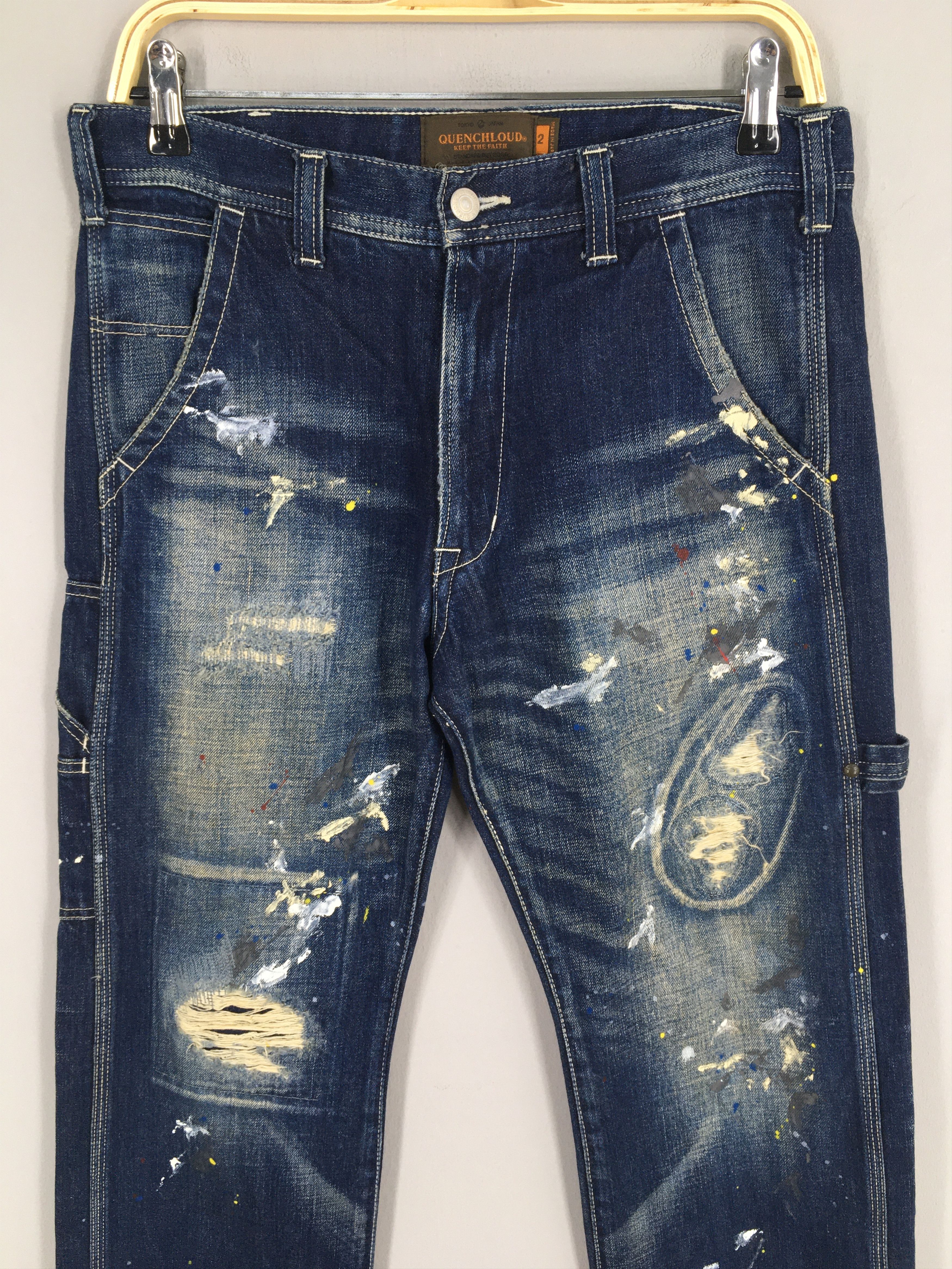 Kapital Size 30x29.5 Quenchloud Japan Splatter Painter Jeans Size US 30 / EU 46 - 2 Thumbnail