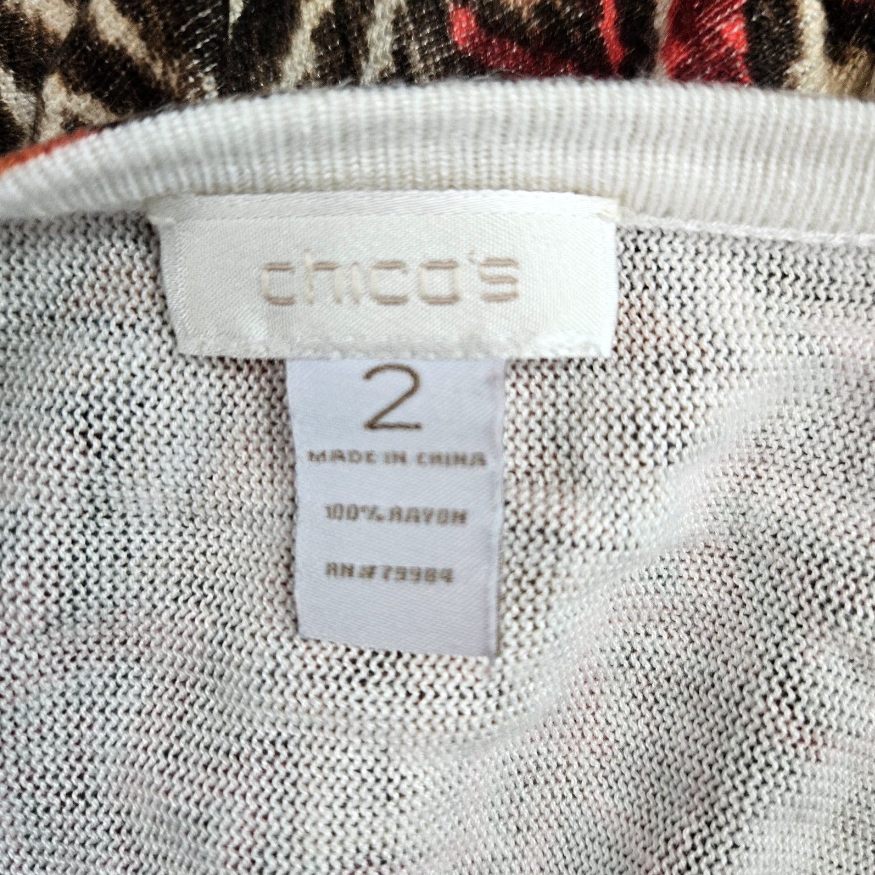 Vintage Chico's Womens Cardigan L Brown Orange 3/4 Sleeve Open Front Rayon Sweater Size L / US 10 / IT 46 - 5 Thumbnail