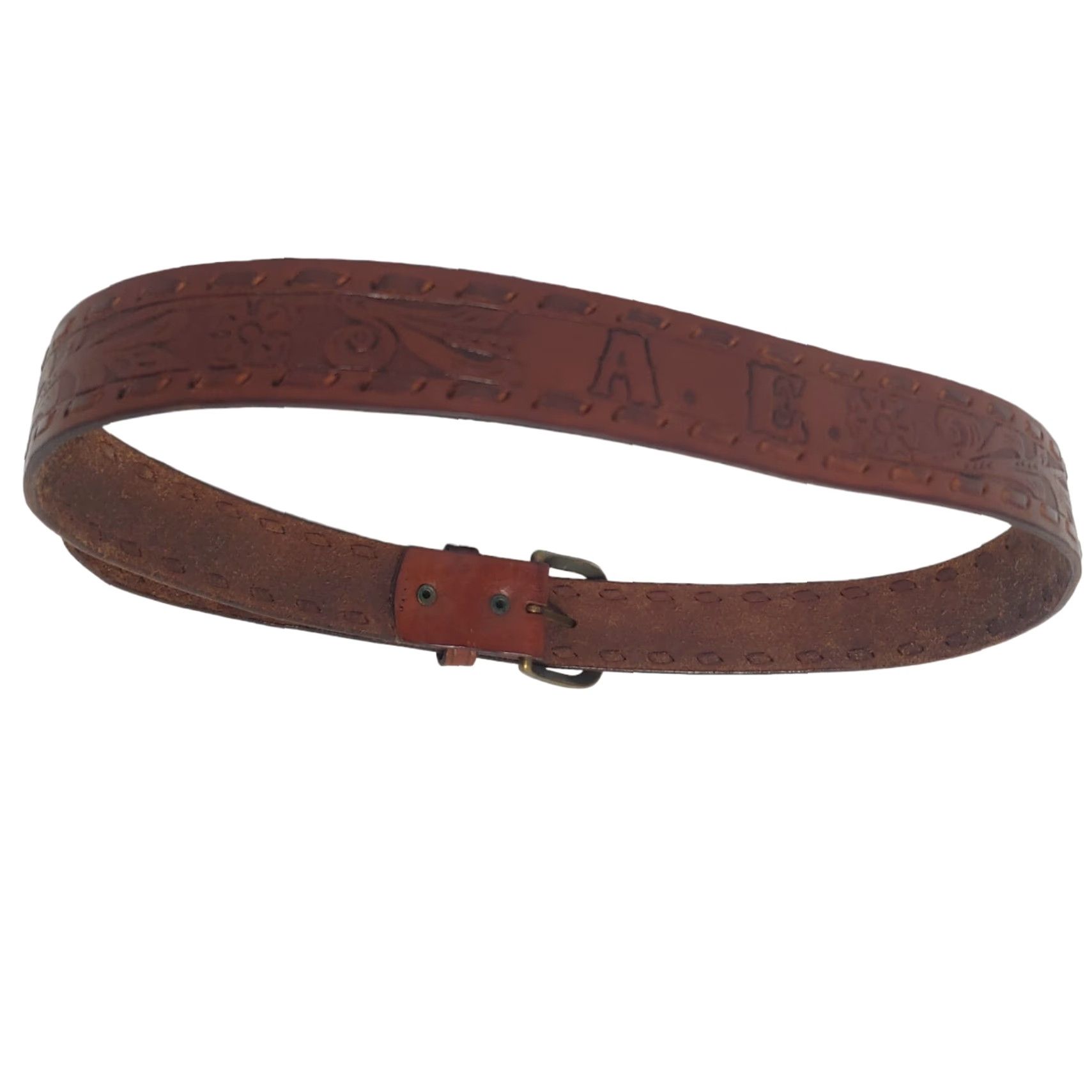 American Eagle Outfitters VINTAGE American Eagle Leather Belt Unisex Adjustable Floral Boho Up to 35 inches Brown Size ONE SIZE - 3 Thumbnail